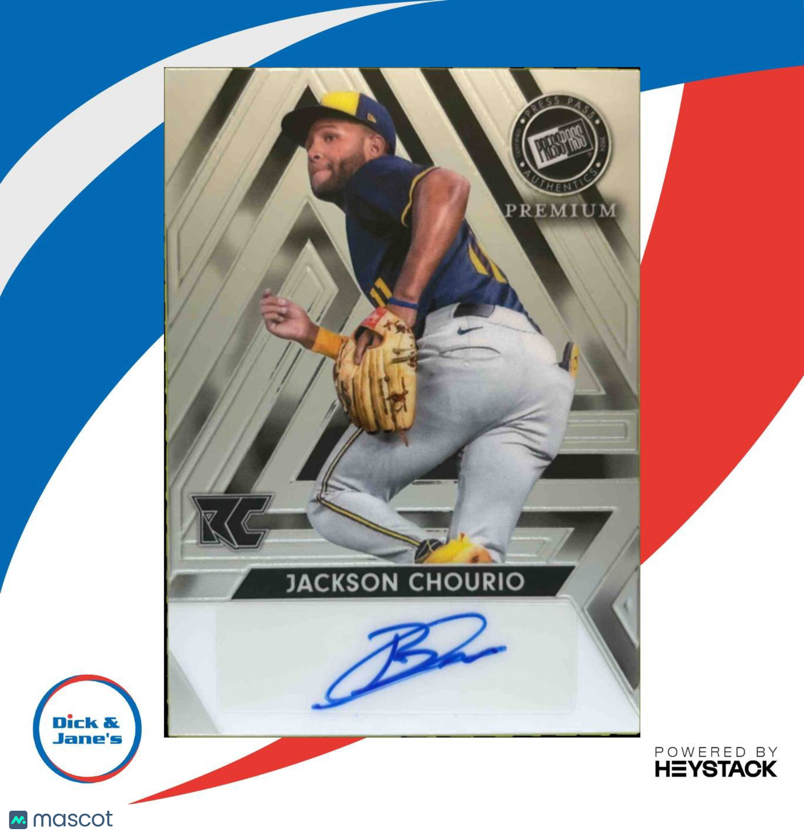 2024 Leaf Press Pass Premium Jackson Chourio Auto Brite /199 Rookie Card - Sports Cards