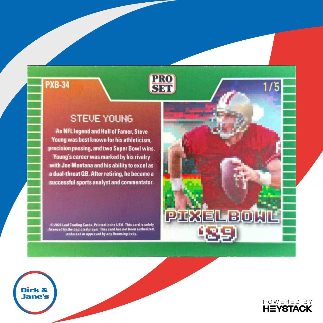 2024 Leaf Steve Young Pro Set Pixel Bowl ’89 Shimmer Silver /5 49ers - Sports Cards