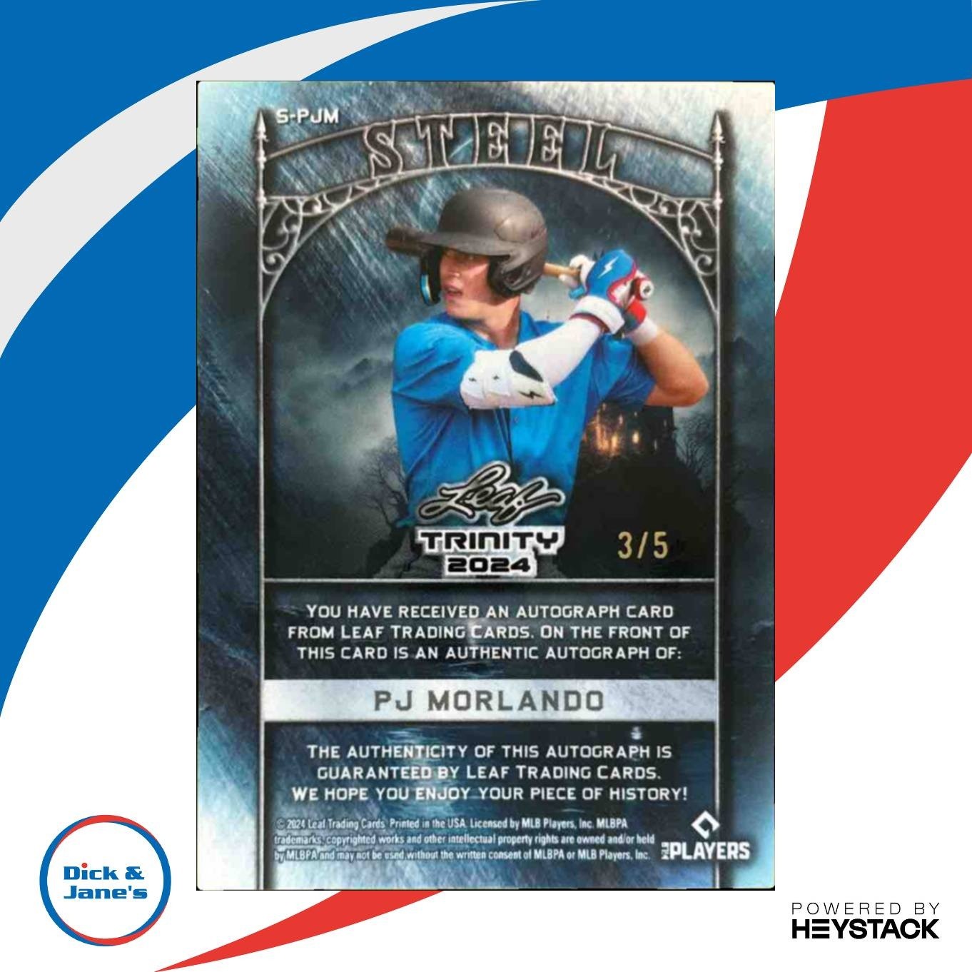 2024 Leaf Trinity PJ Morlando Steel Auto Prismatic Red /5 - Sports Cards