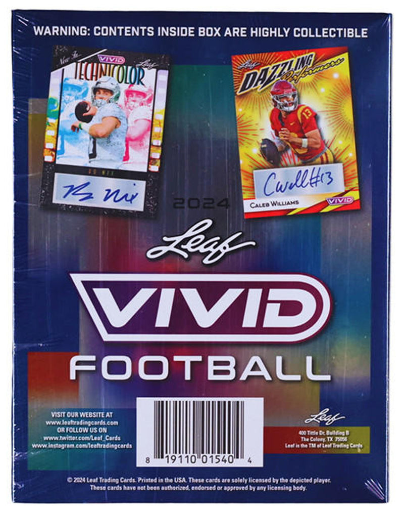 2024 Leaf Vivid Football Hobby Box (5 Autographs)