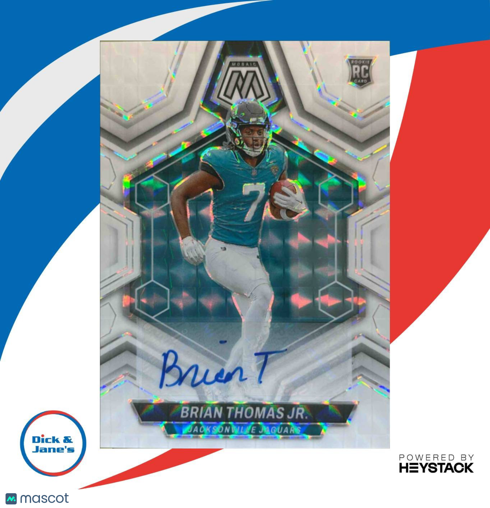 2024 Mosaic Brian Thomas Jr. Rookie Auto White SSP #323 RC Jacksonville Jaguars - Sports Cards