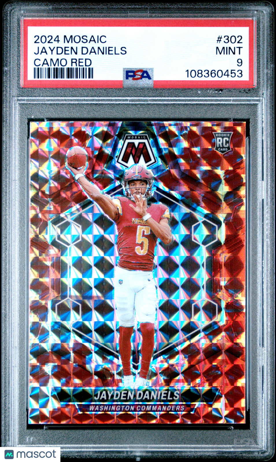 2024 Mosaic Jayden Daniels Camo Red Rookie #302 PSA 9 MINT Washington Commanders - Graded Sports Cards