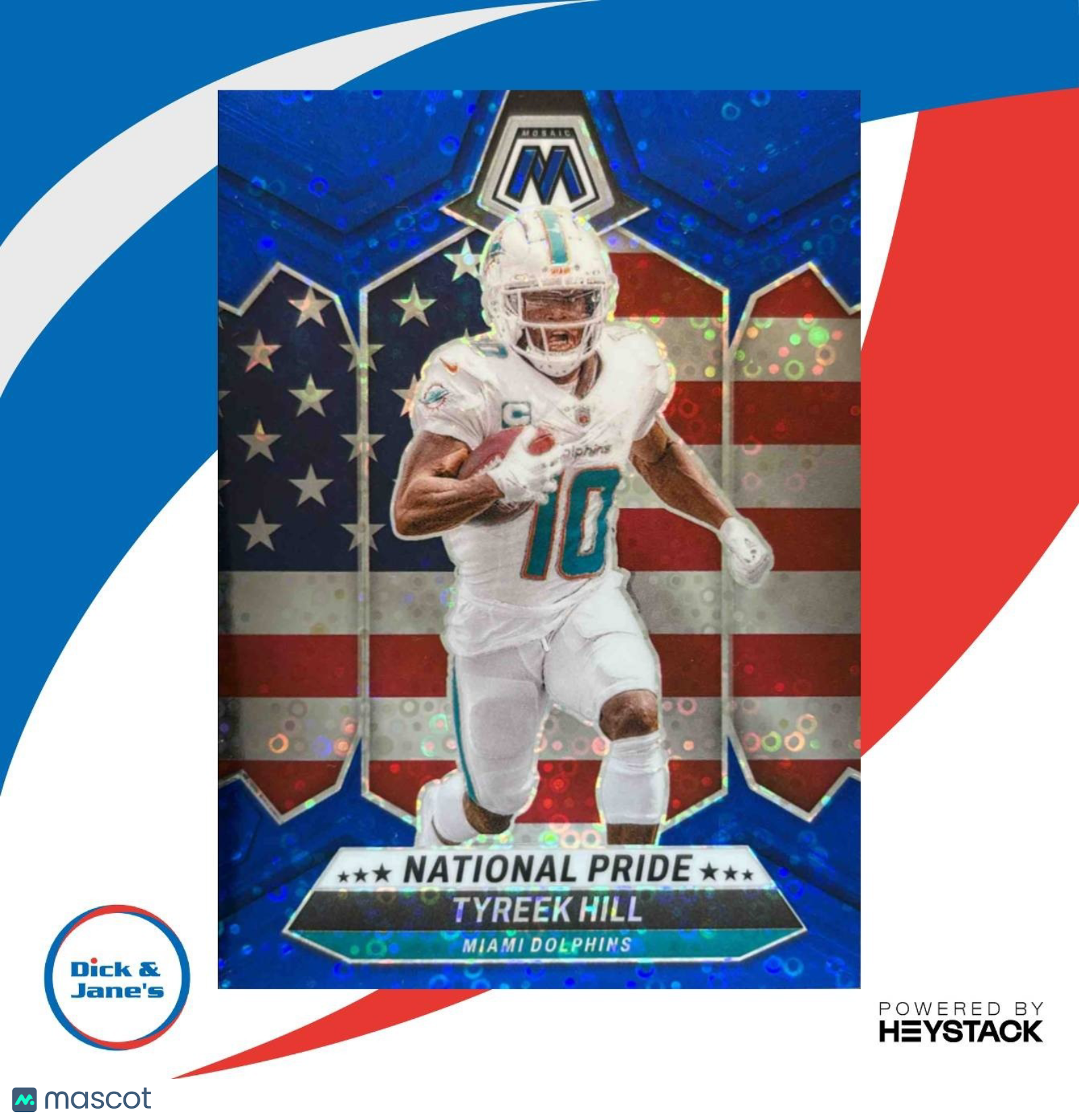 2024 Mosaic Tyreek Hill No Huddle Blue Prizm /75 #261 National Pride Dolphins - Sports Cards