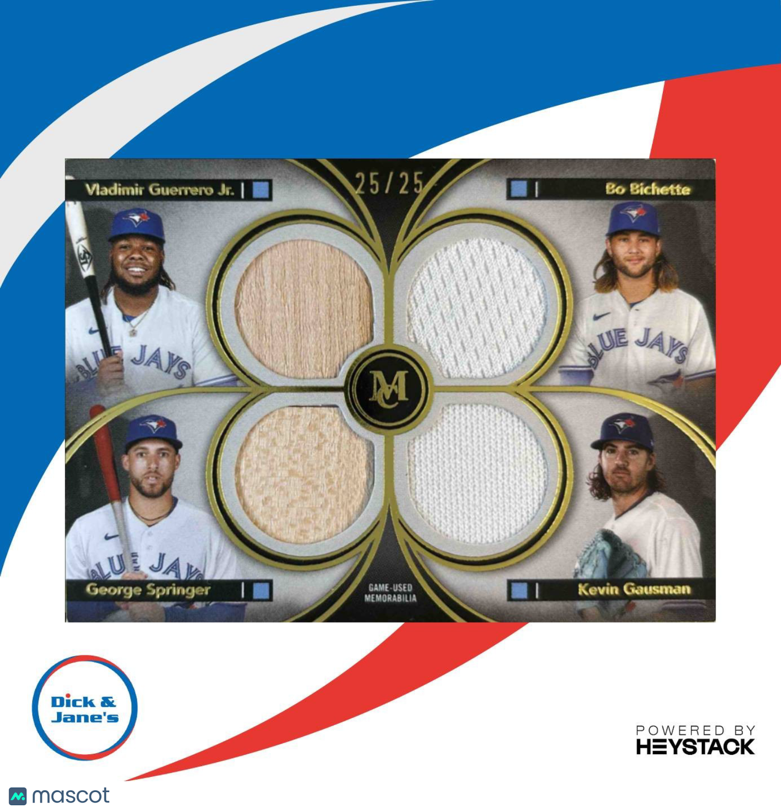 2024 Museum Collection Vladimir Guerrero Jr Bo Bichette Quad Relics Gold 25/25 - Sports Cards