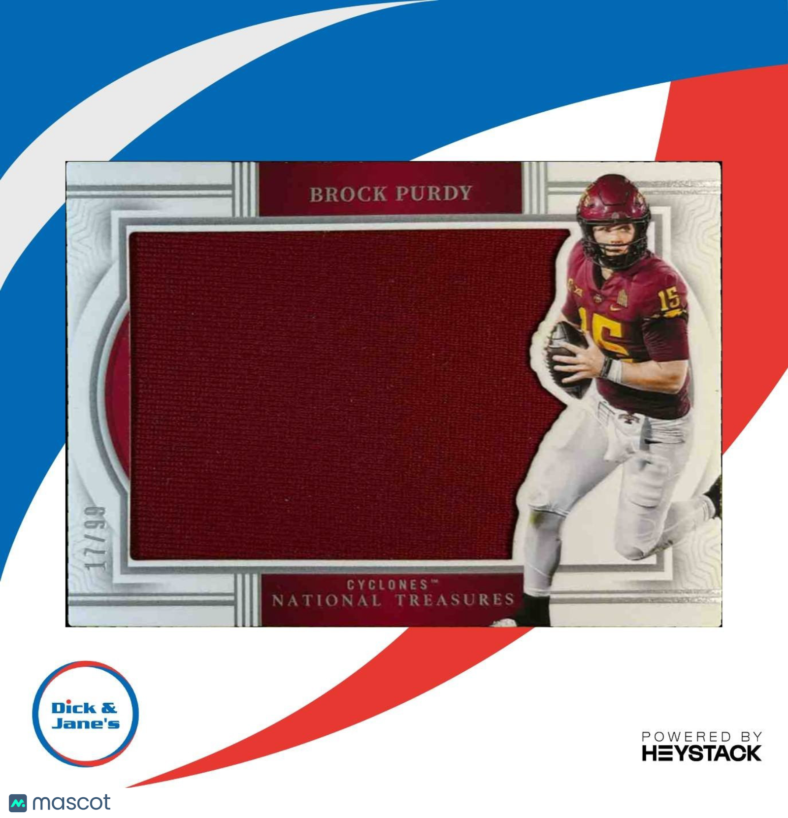 2024 National Treasure Collegiate Brock Purdy Patch /99 MEM Iowa State Cyclones - Sports Cards
