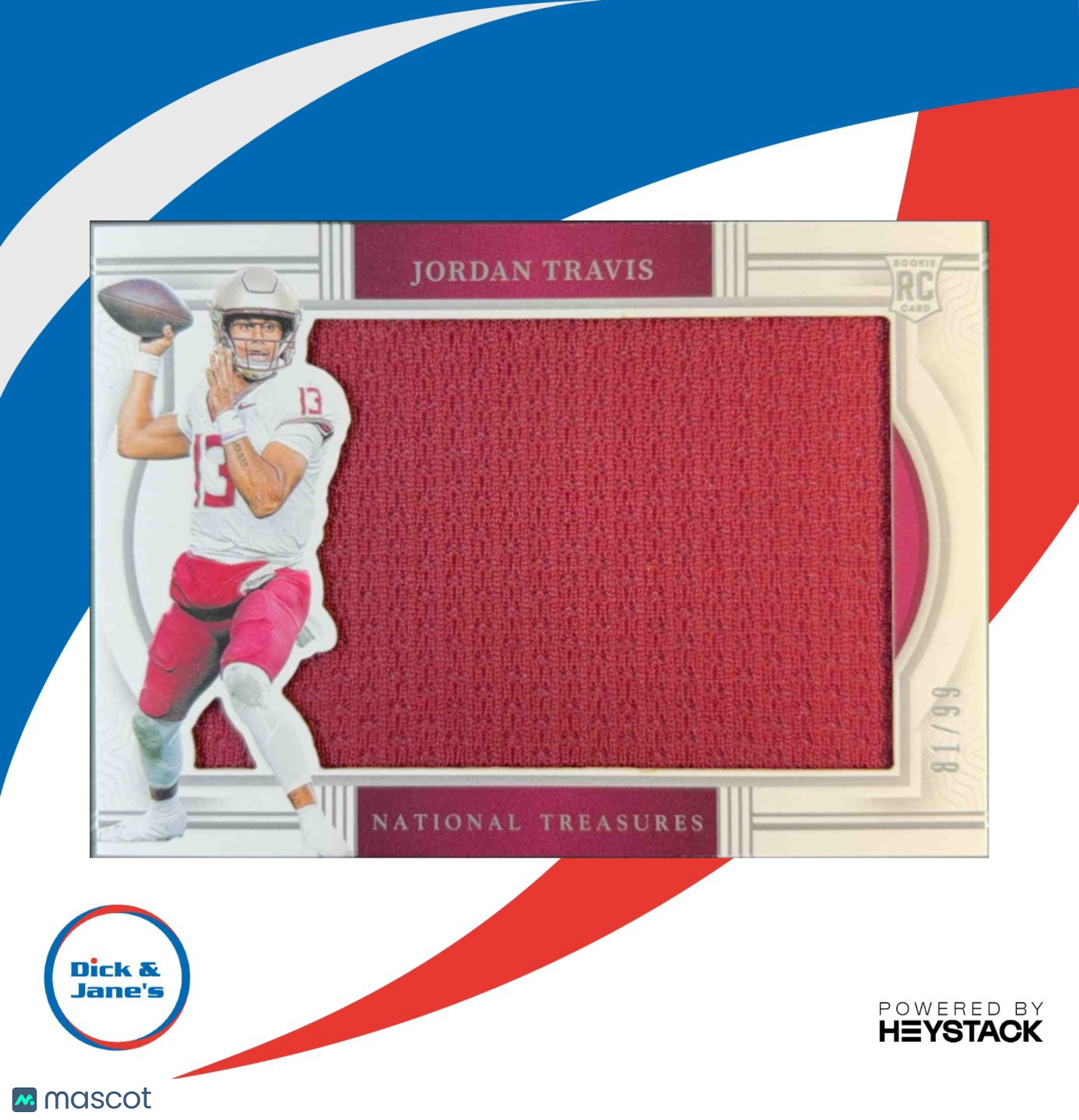 2024 National Treasures Collegiate Jordan Travis Rookie Silhouettes /99 MEM FSU - Sports Cards