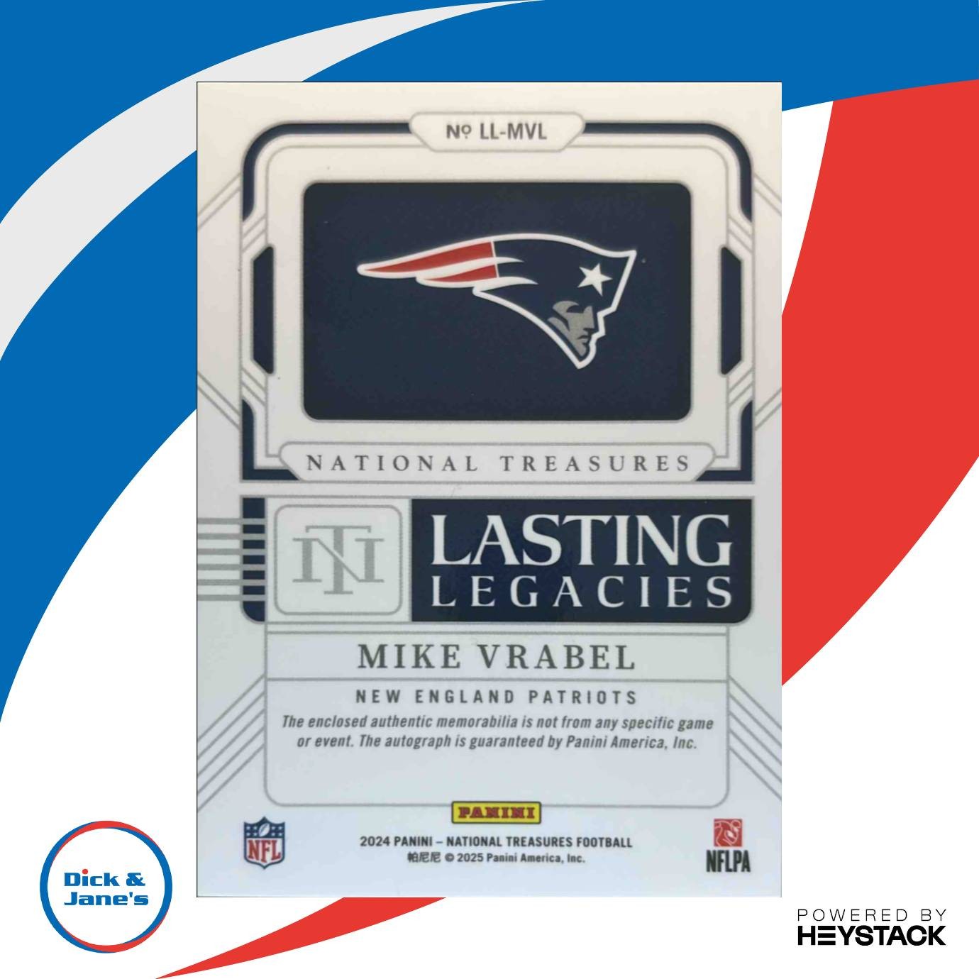 2024 National Treasures Mike Vrabel Lasting Legacies Auto Relic Holo Gold 5/10 - Sports Cards