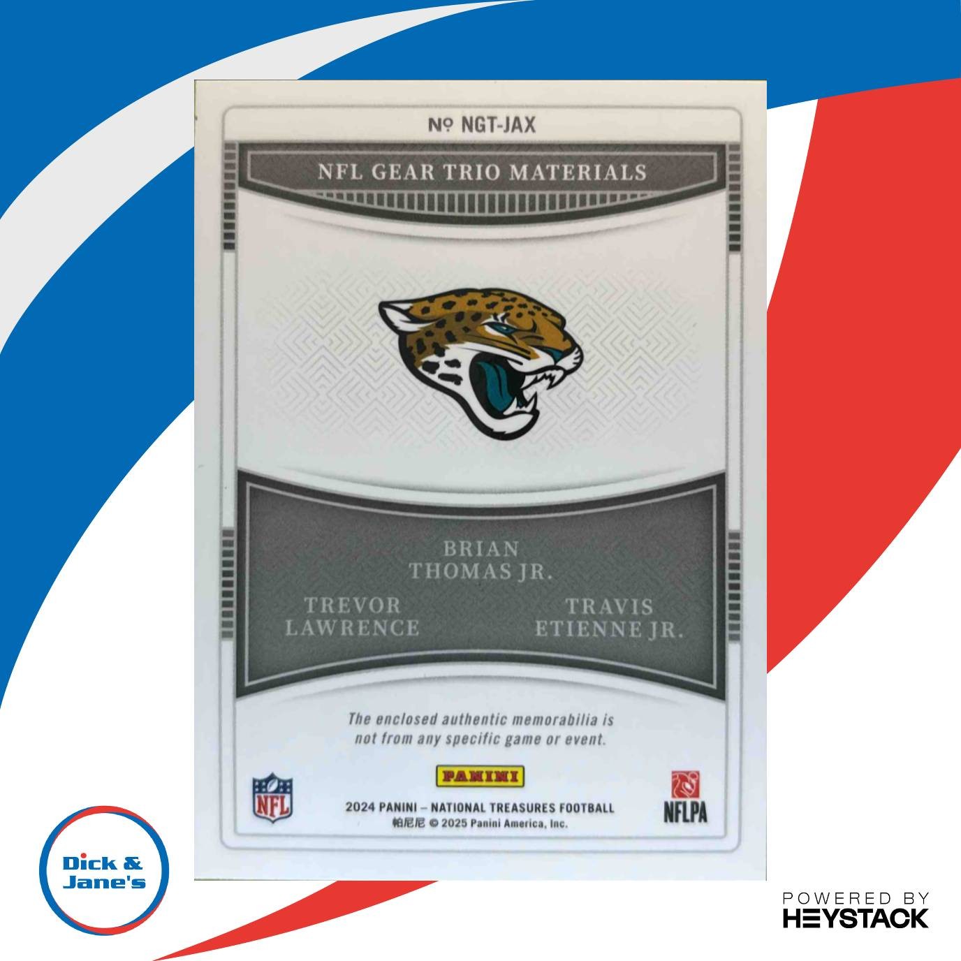 2024 National Treasures Trevor Lawrence BTJ Etienne Trio Materials Silver /25 - Sports Cards