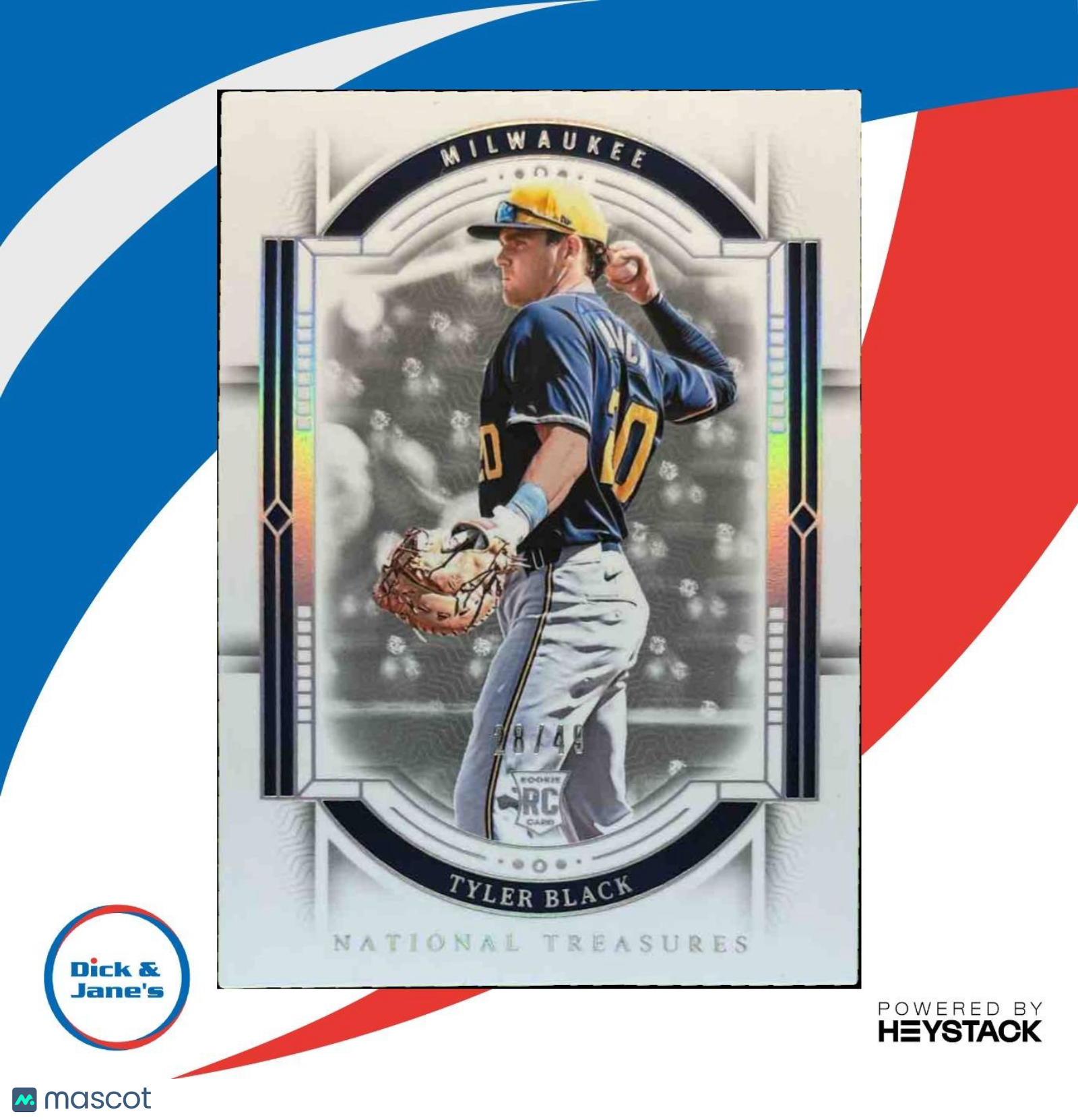 2024 National Treasures Tyler Black Holo Silver /49 #86 RC Milwaukee Brewers - Sports Cards