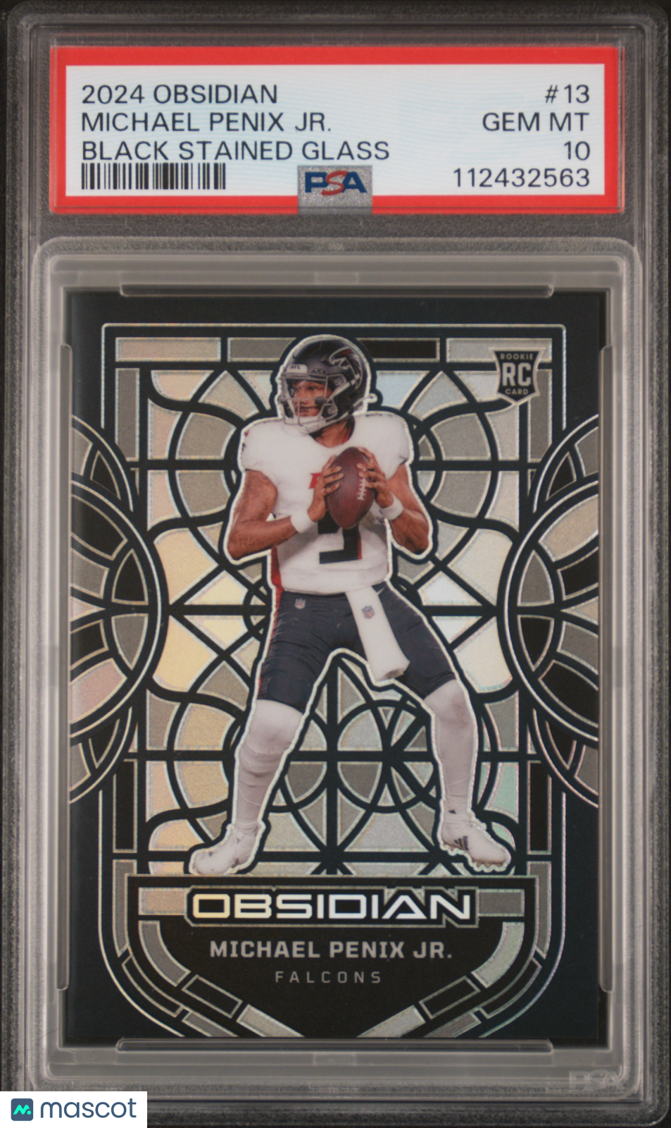 2024 Obsidian Black Stained Glass Michael Penix Jr Short Print Rookie #13 PSA 10 Graded Sports Cards