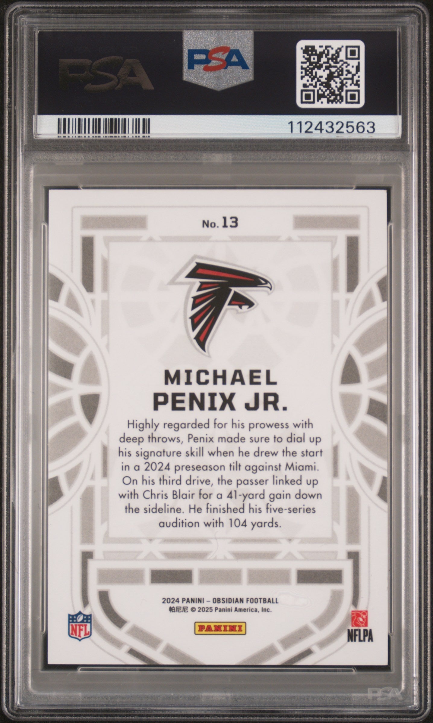 2024 Obsidian Black Stained Glass Michael Penix Jr Short Print Rookie #13 PSA 10 Graded Sports Cards