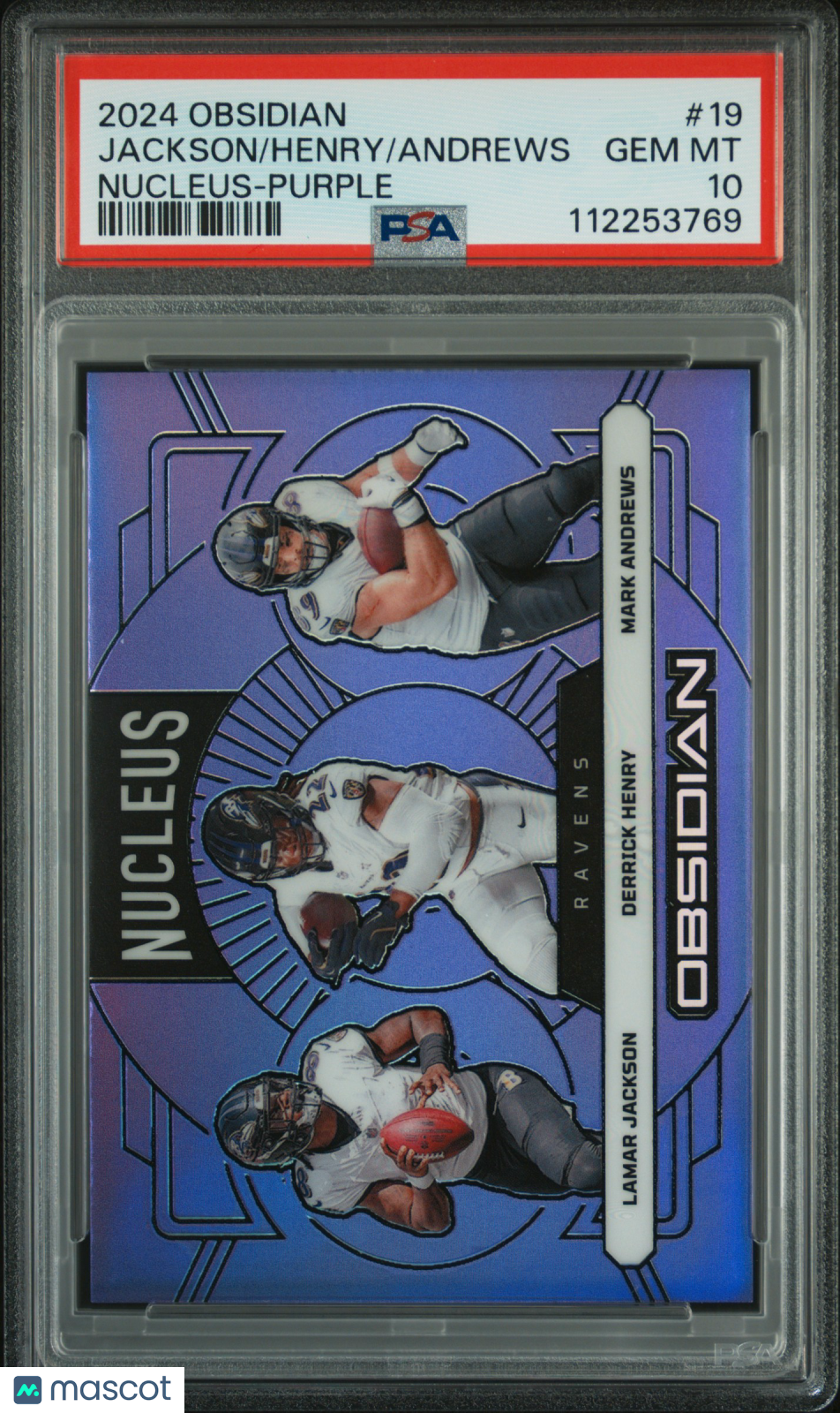 2024 Obsidian Nucleus Andrews Derrick Henry Lamer Jackson Purple 10/50 PSA 10 - Graded Sports Cards
