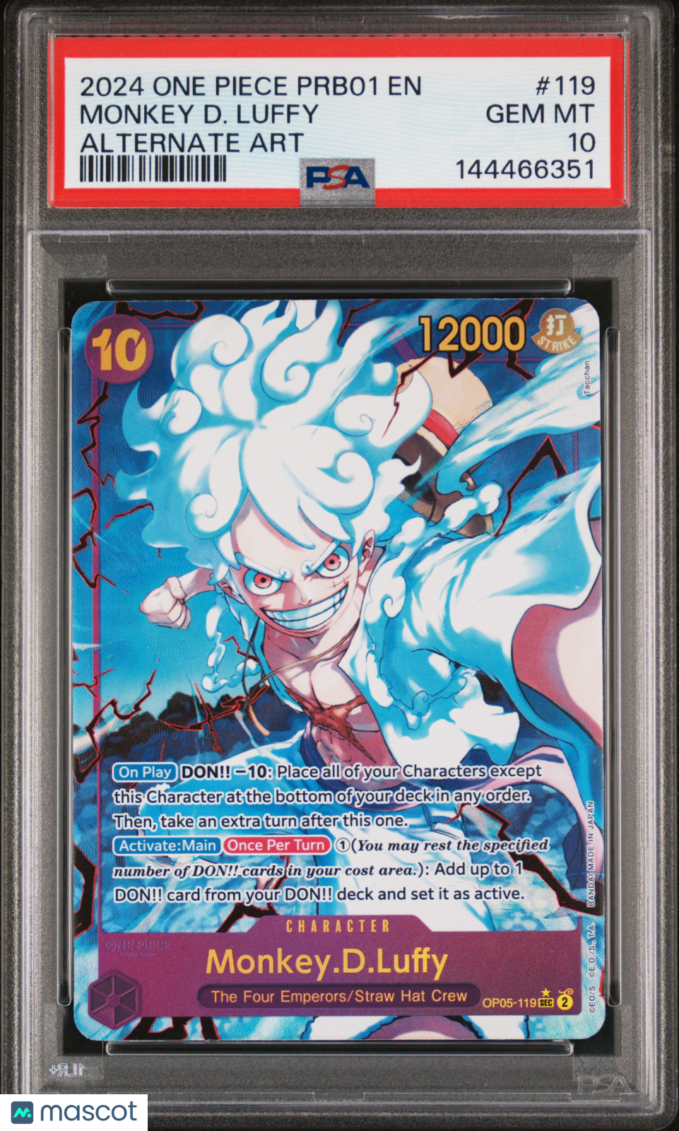 2024 One Piece PRB01 One Piece Card The Best Monkey D. Luffy Alt Art PSA 10 - Graded TCG/CCG
