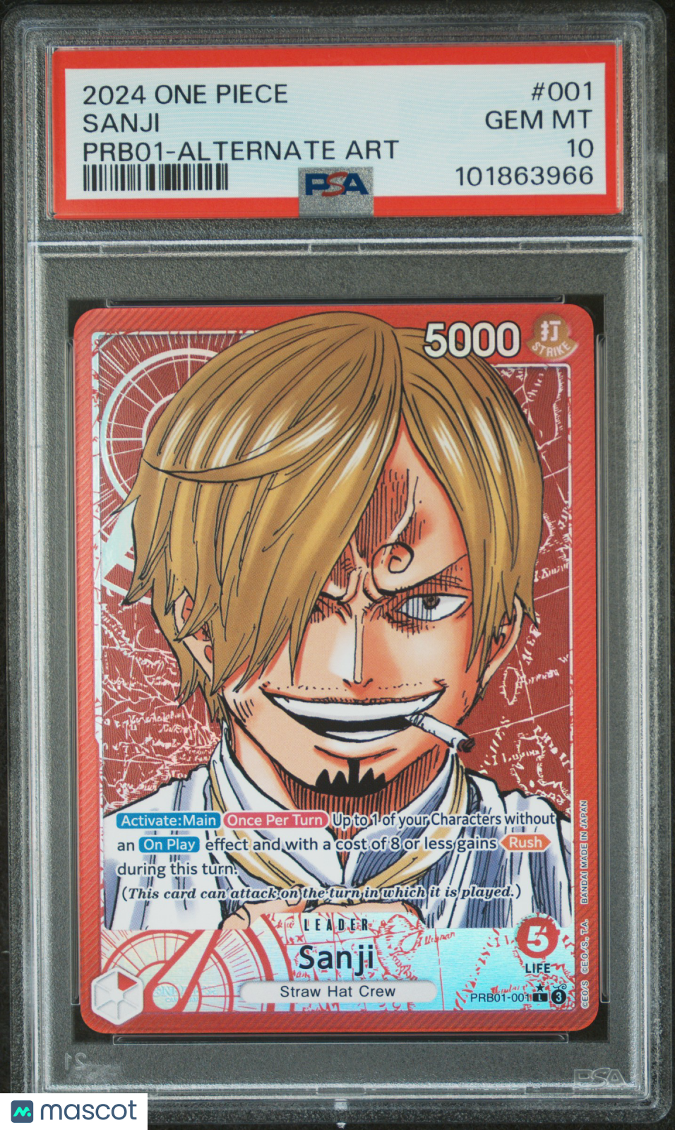 2024 One Piece PRB01-Premium Booster The Best- Sanji #001 Alt Art PSA 10 - Graded TCG/CCG