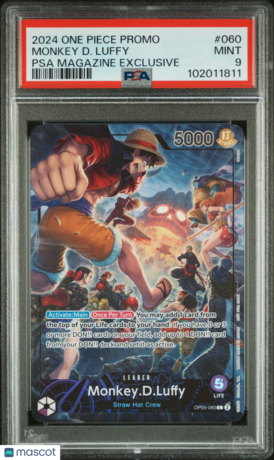 2024 One Piece Promos Monkey D. Luffy #060 PSA Magazine Exclusive PSA 9 MINT - Graded TCG/CCG