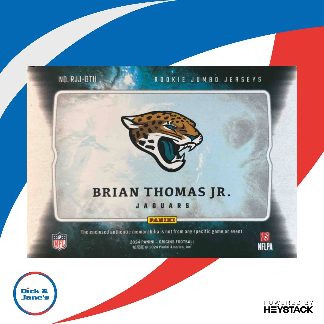 2024 Origins Brian Thomas Jr. Rookie Jumbo Jerseys Orange /75 Jaguars - Sports Cards