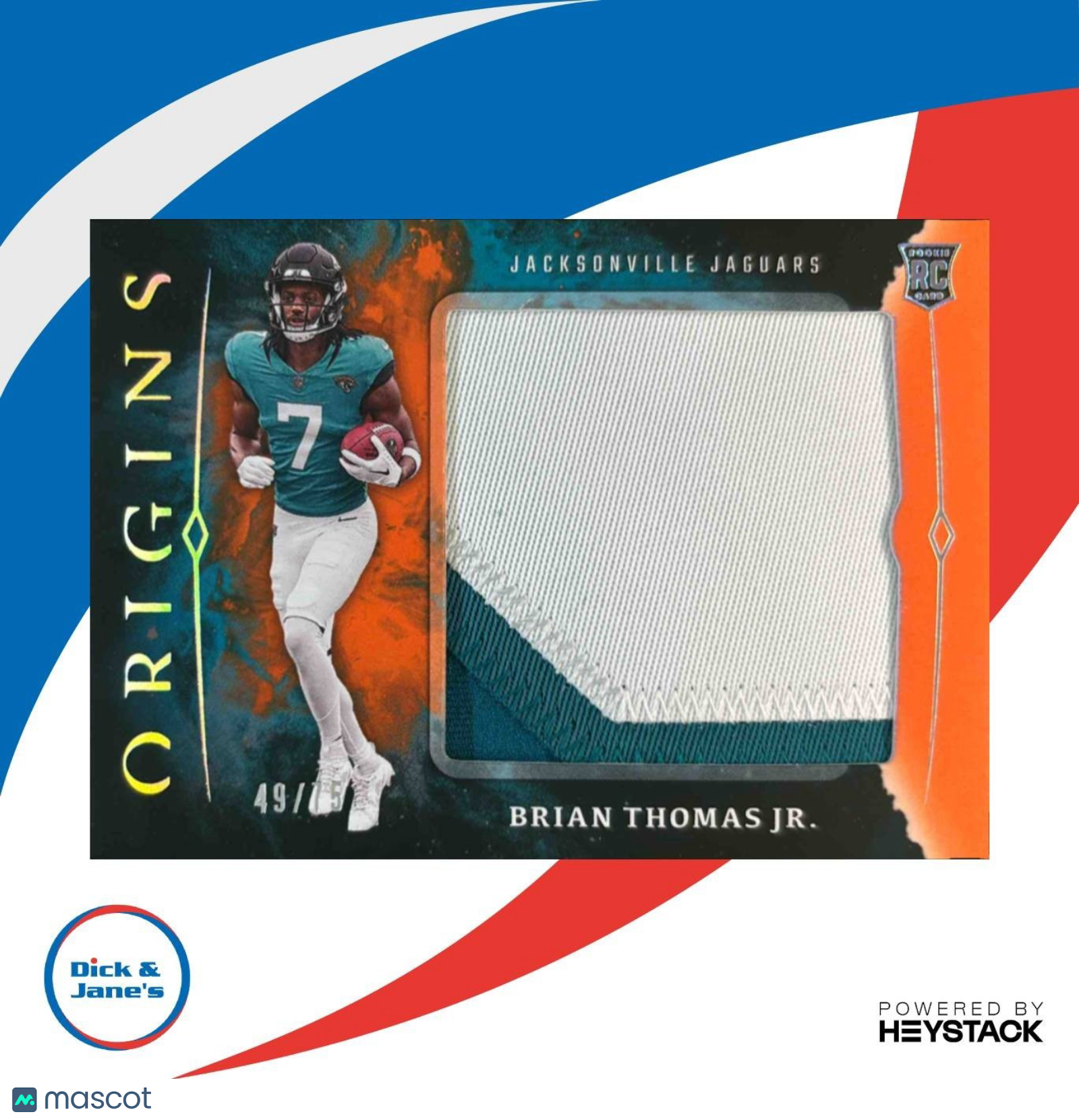 2024 Origins Brian Thomas Jr. Rookie Jumbo Jerseys Orange /75 Jaguars - Sports Cards
