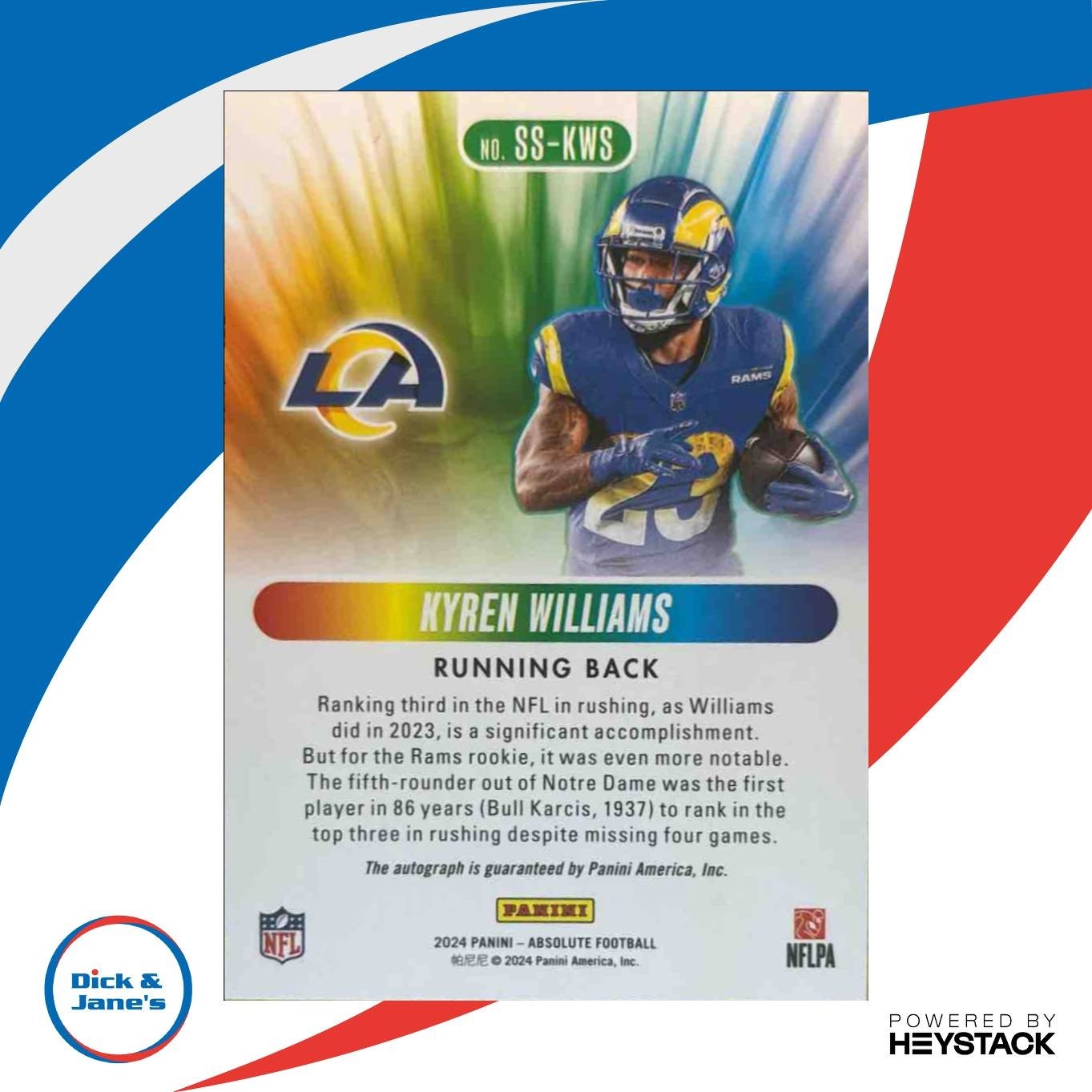 2024 Panini Absolute Kyren Williams Spectrum Signatures 37/199 Auto Rams - Sports Cards