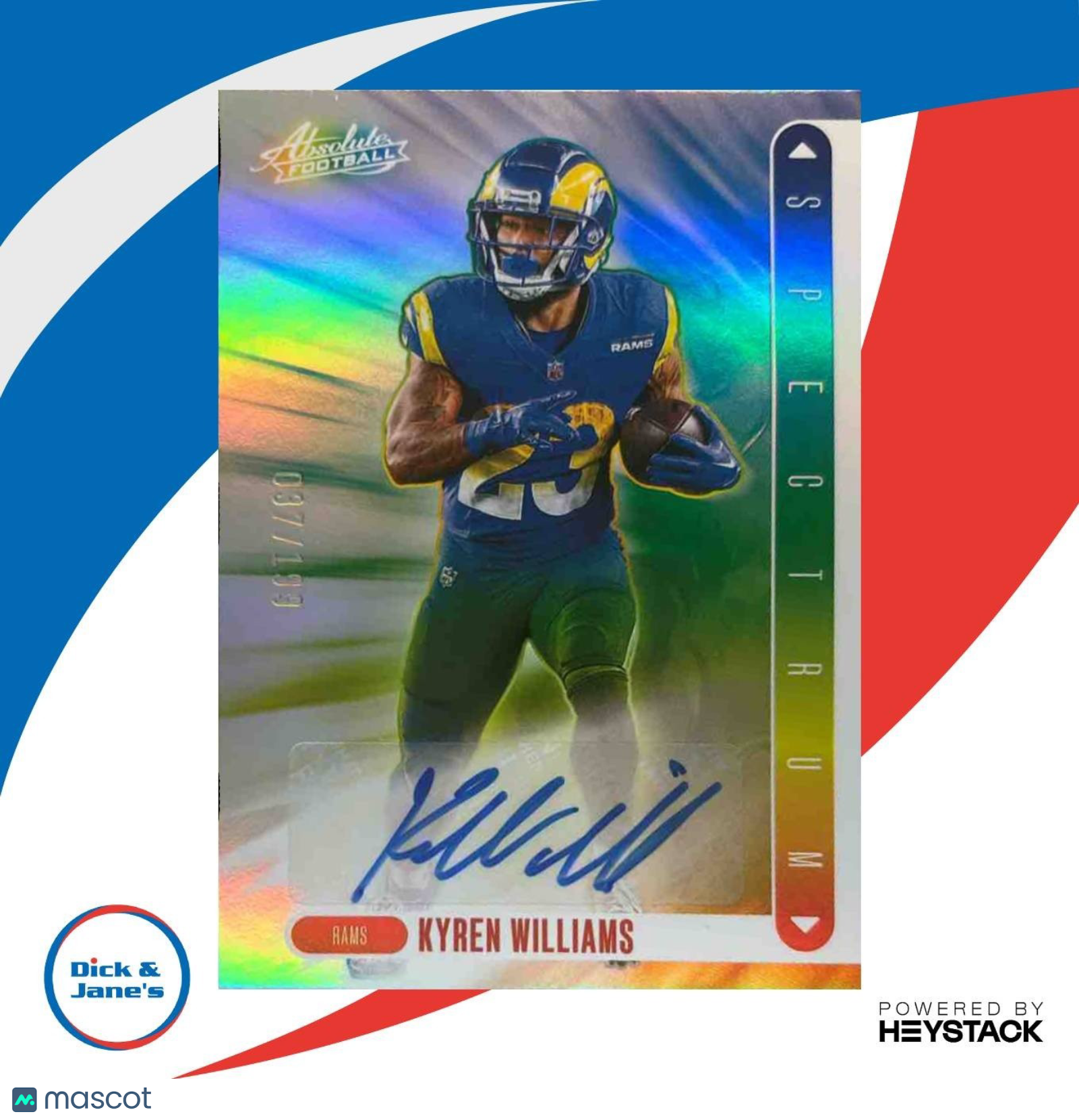 2024 Panini Absolute Kyren Williams Spectrum Signatures 37/199 Auto Rams - Sports Cards