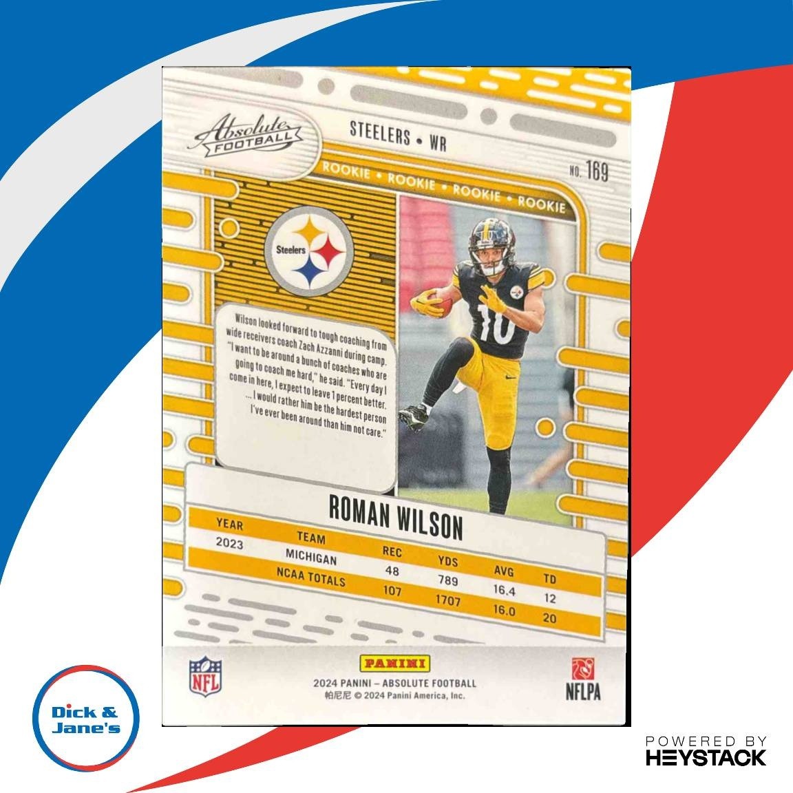 2024 Panini Absolute Roman Wilson Rookies Orange Mosaic /299 #169 RC Steelers - Sports Cards
