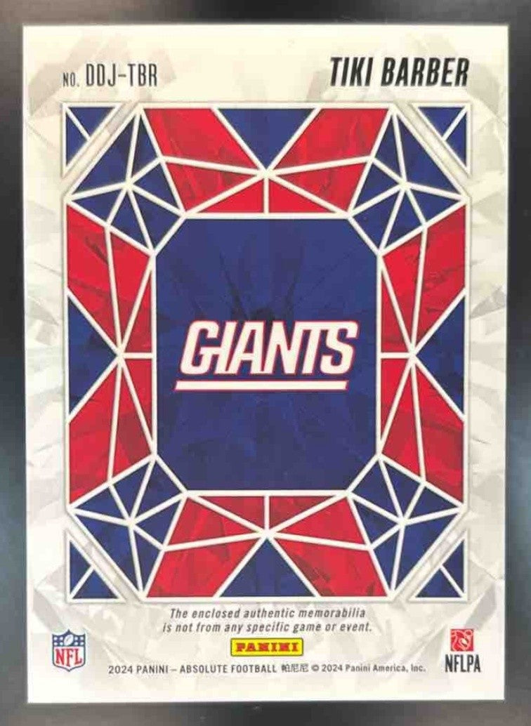 2024 Panini Absolute Tiki Barber Draft Diamonds Jersey MEM New York Giants - Sports Cards