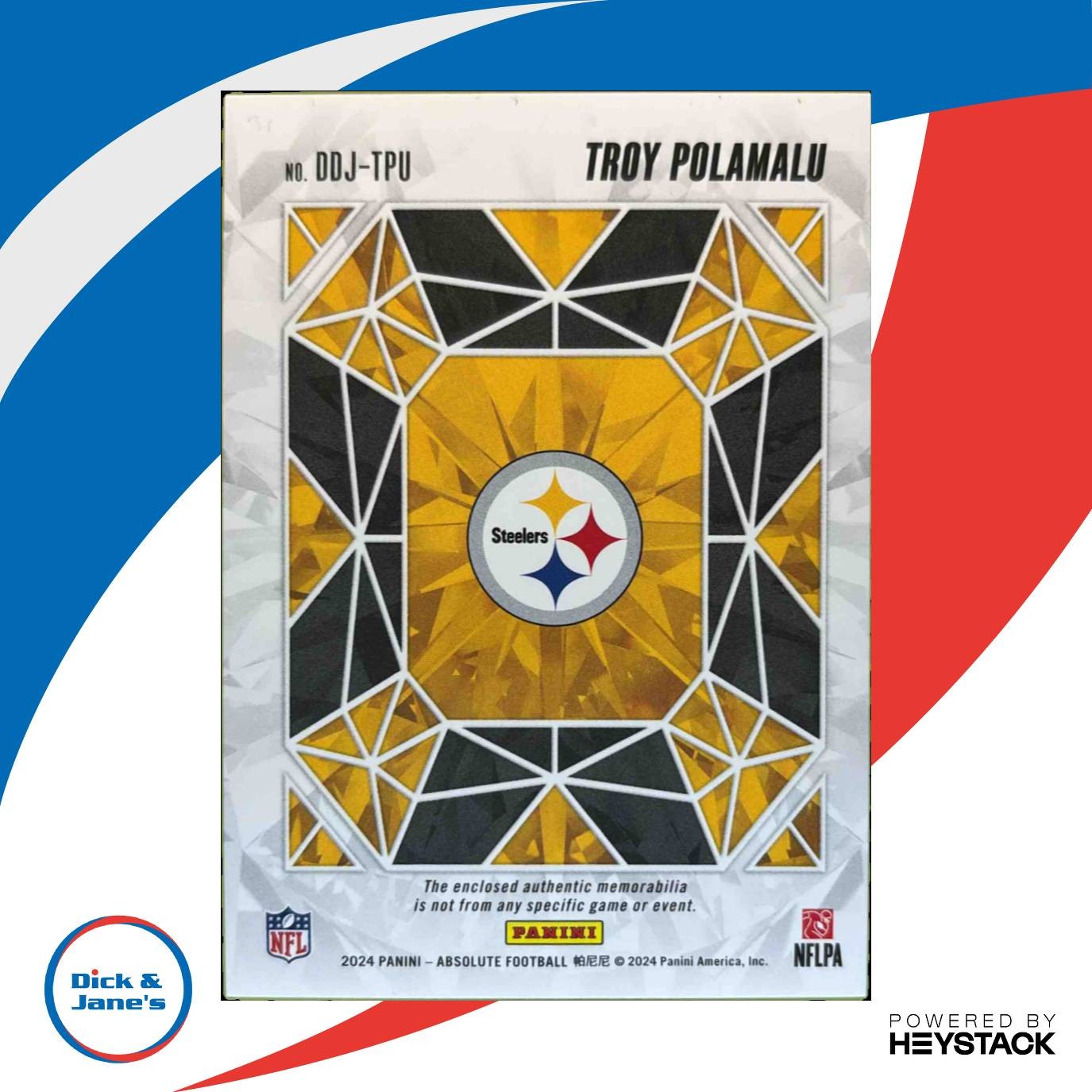 2024 Panini Absolute Troy Polamalu Draft Diamonds Jersey MEM Pittsburgh Steelers - Sports Cards