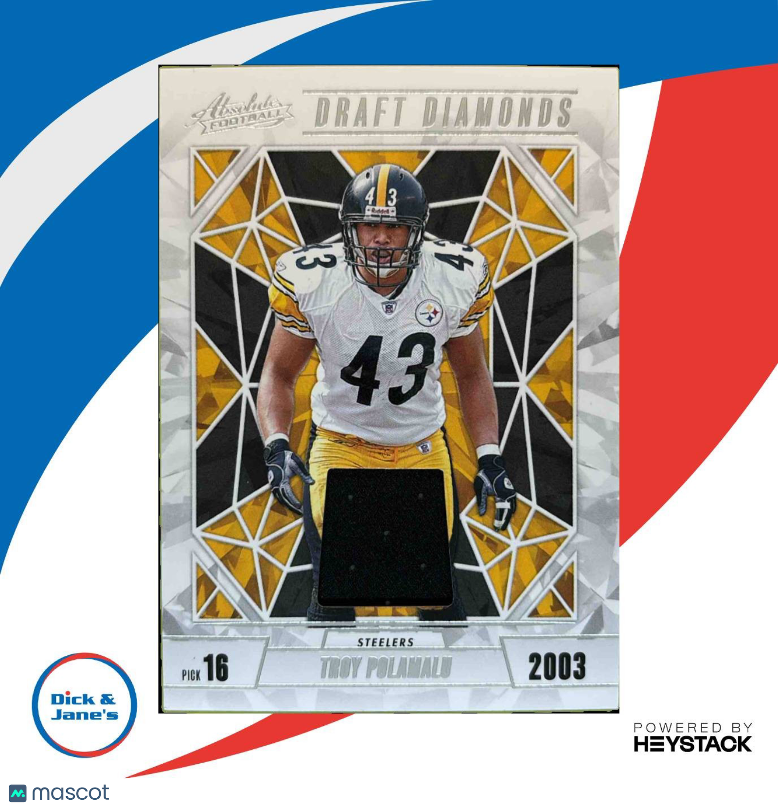 2024 Panini Absolute Troy Polamalu Draft Diamonds Jersey MEM Pittsburgh Steelers - Sports Cards