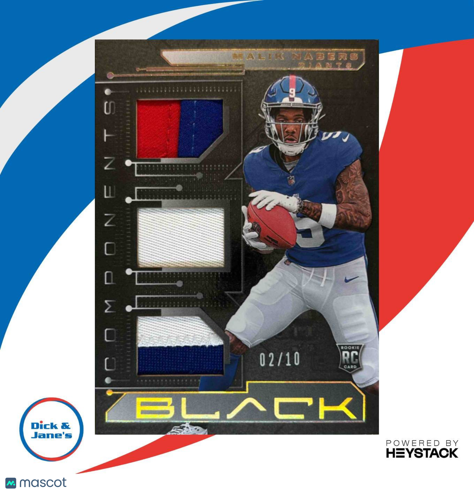 2024 Panini Black Malik Nabers Components Gold 2/10 #CO5 MEM RC New York Giants - Sports Cards