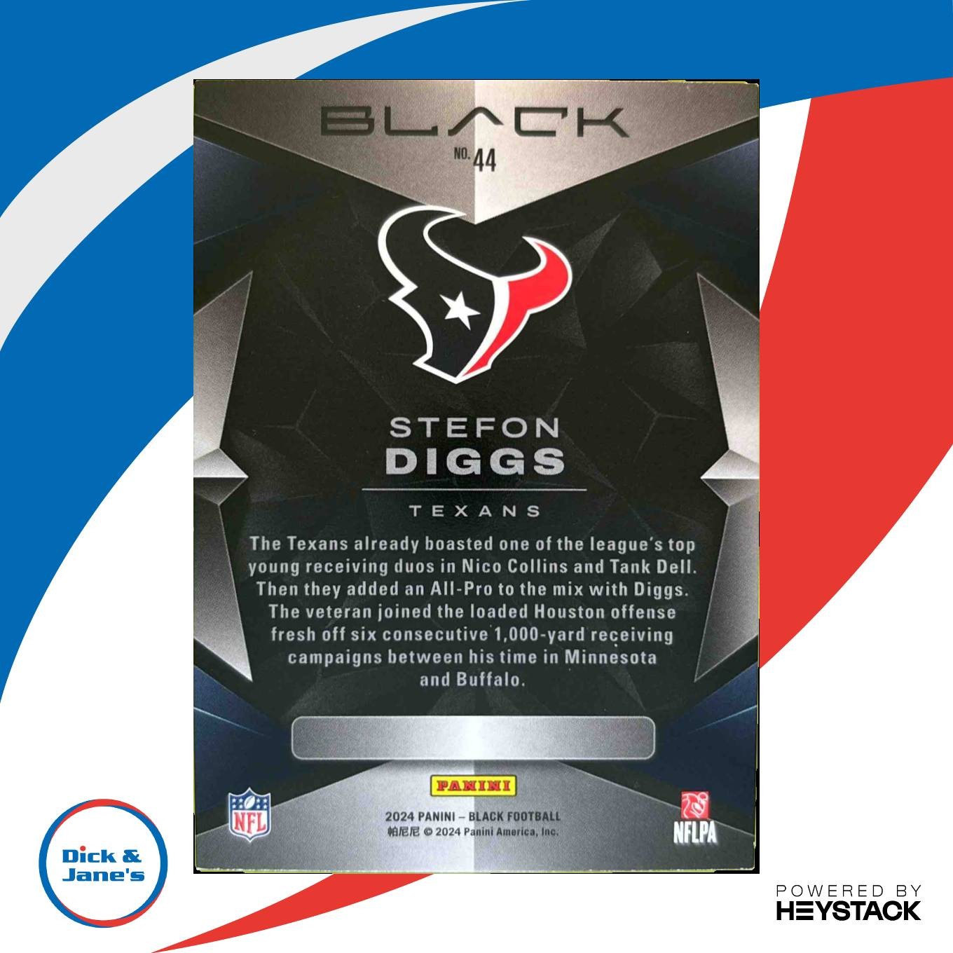 2024 Panini Black Stefon Diggs Ruby 1/9 #44 Houston Texans - Sports Cards