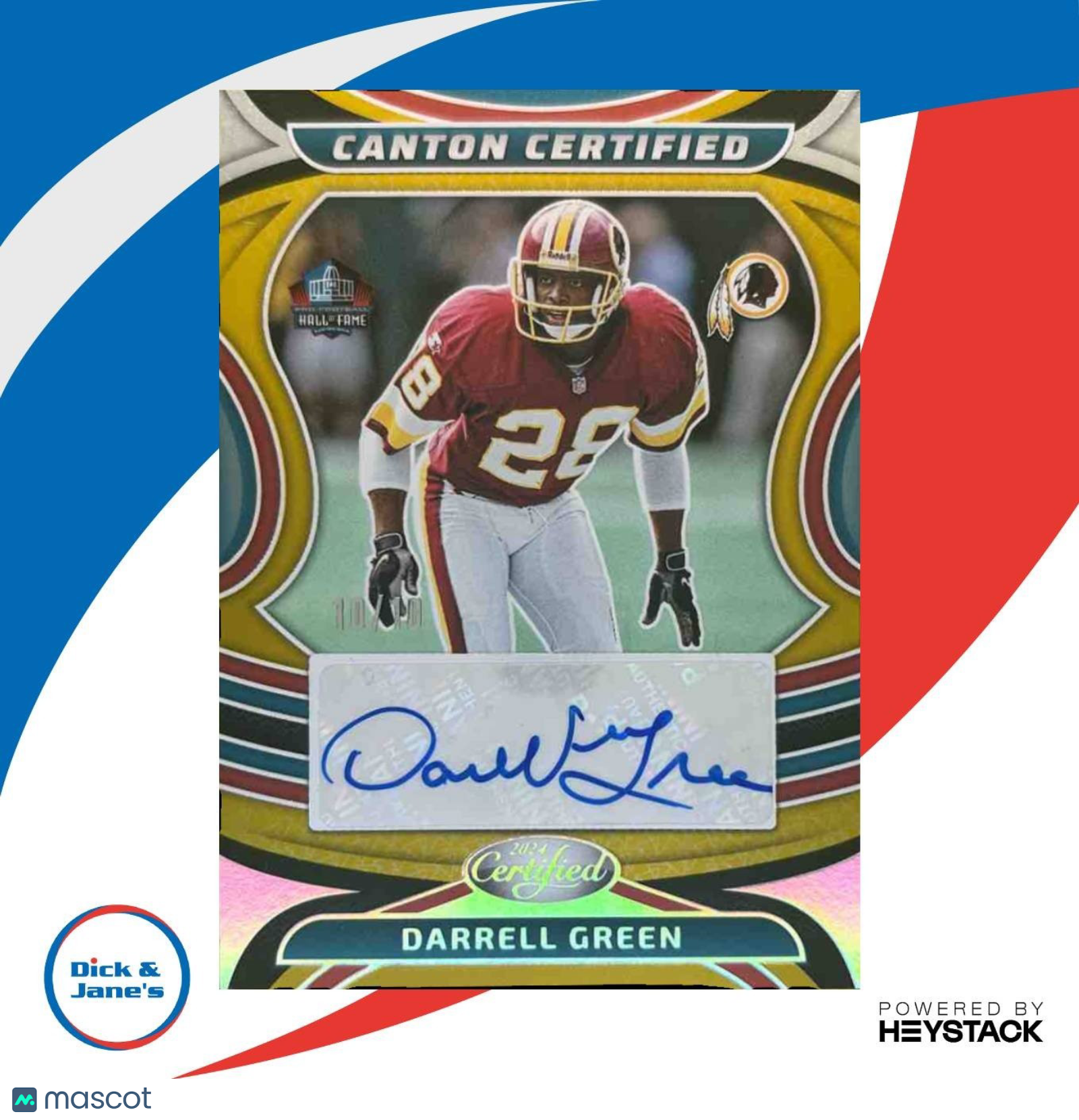 2024 Panini Certified Darrell Green Canton Signature Gold Etch /10 Auto Redskins - Sports Cards