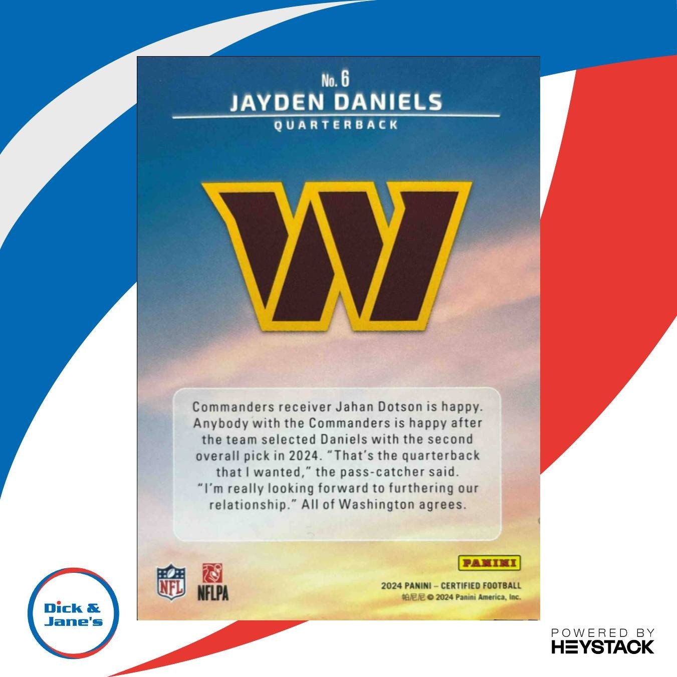 2024 Panini Certified Jayden Daniels Franchise Foundations #6 RC Commanders - Sports Cards