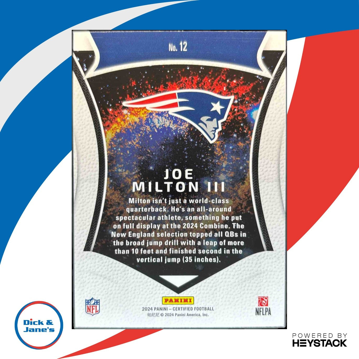 2024 Panini Certified Joe Milton III Rookies #12 RC New England Patriots - Sports Cards