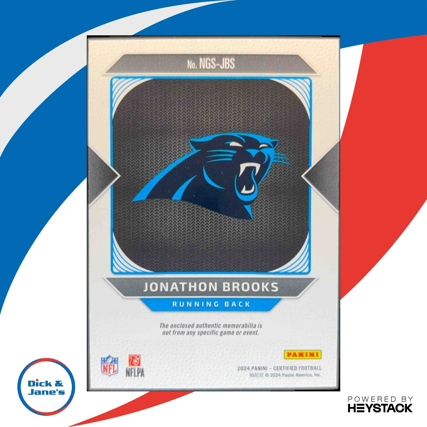 2024 Panini Certified Jonathon Brooks New Generation Jerseys Mirror 3/399 RC - Sports Cards