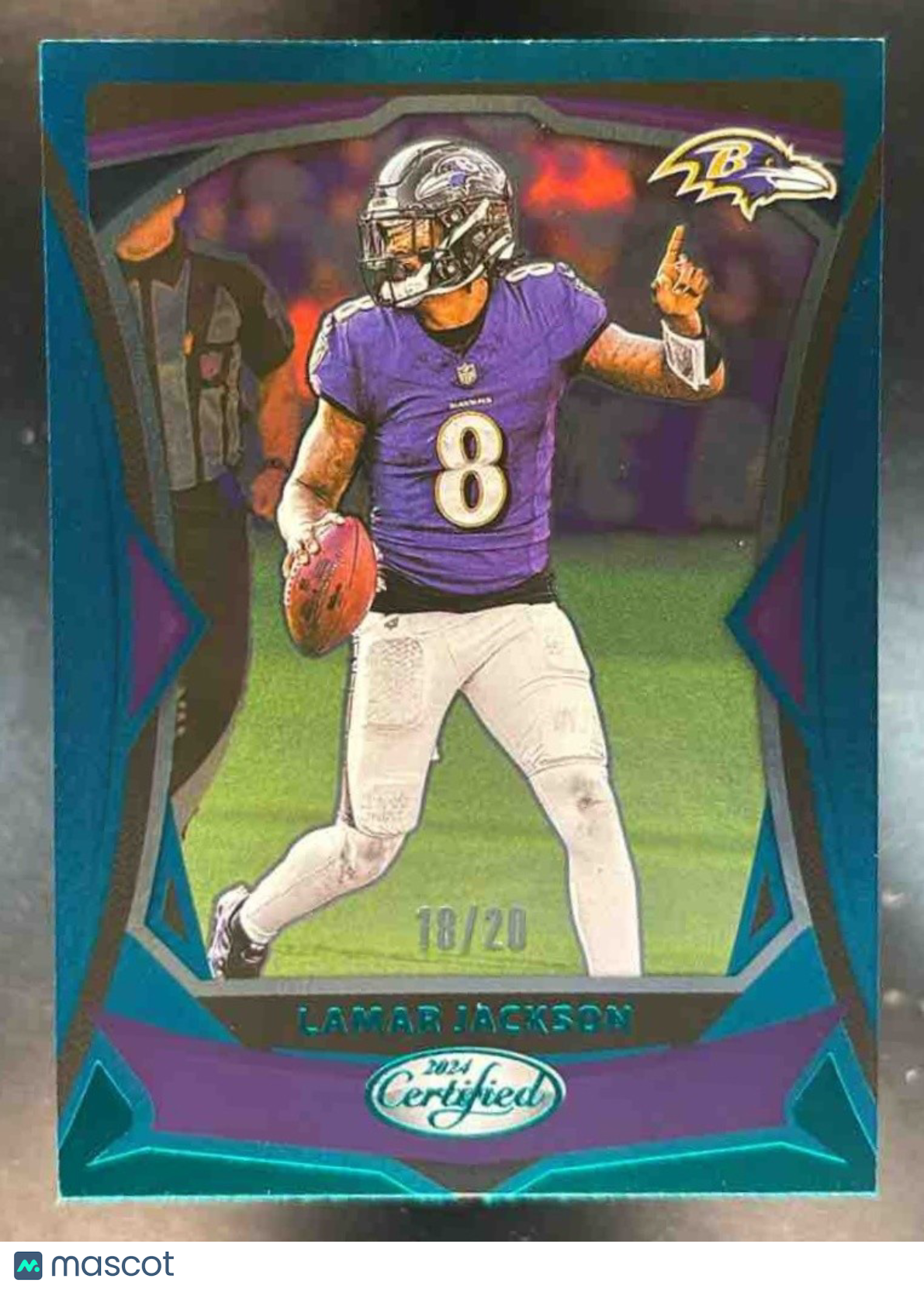 2024 Panini Certified Lamar Jackson Teal Mirror FOTL /20 #72 Baltimore Ravens - Sports Cards