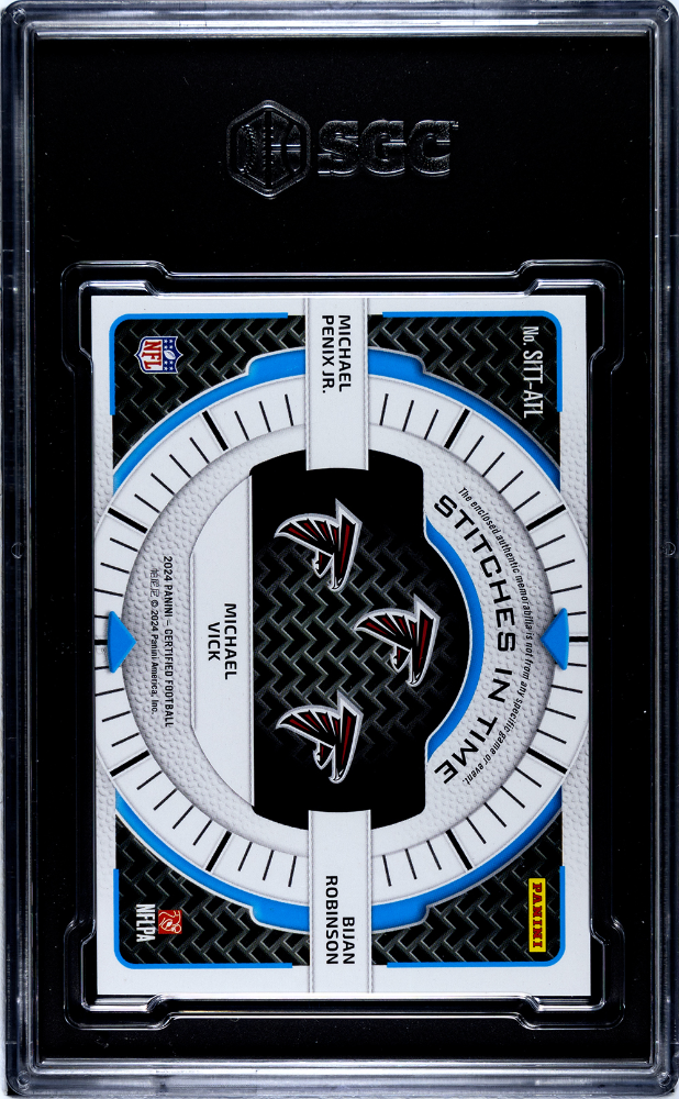 2024 Panini Certified Robinson Vick Penix JR. Stitche Triple Blue Etch SGC 9 /20 - Graded Sports Cards