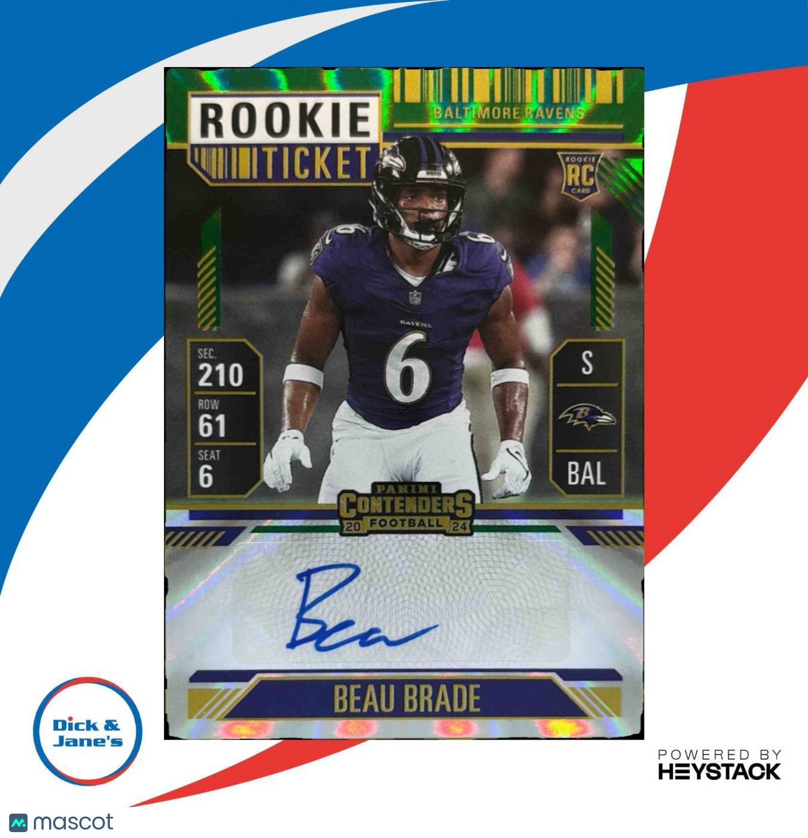 2024 Panini Contenders Beau Brade Rookie Ticket Auto Opening Kickoff RC Ravens - Sports Cards