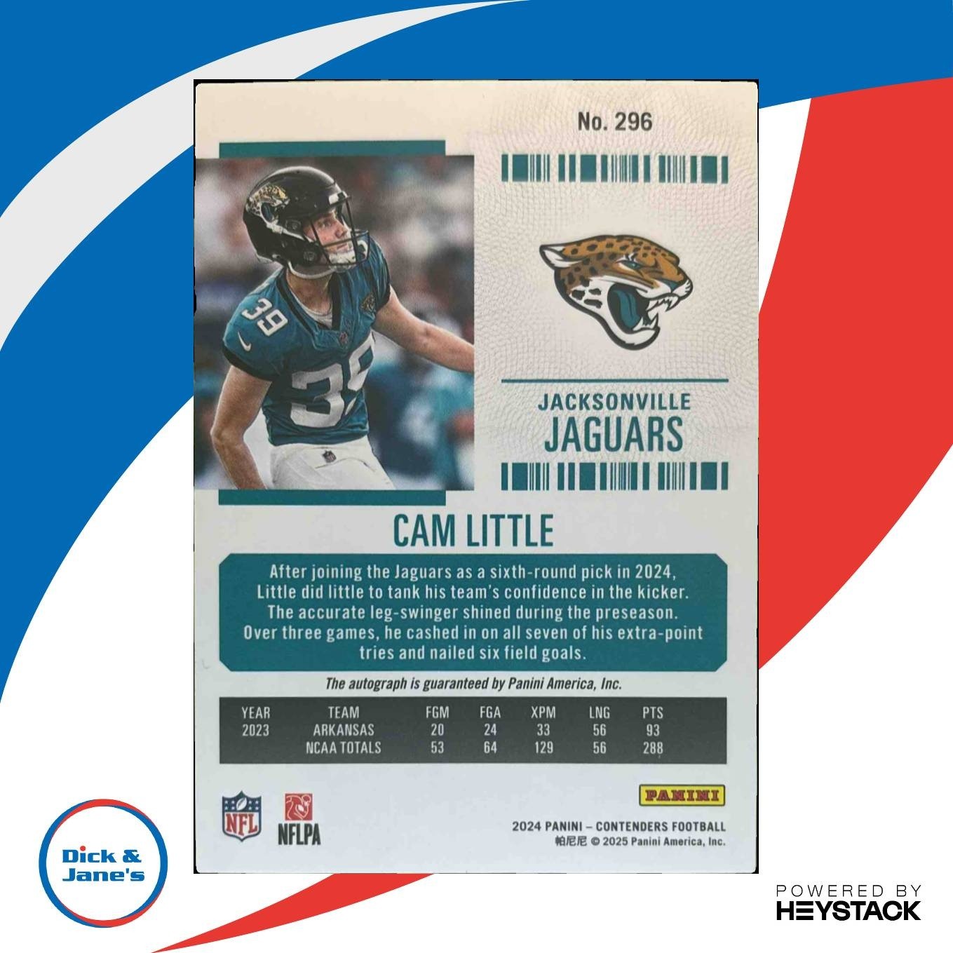2024 Panini Contenders Cam Little Rookie Ticket Auto RC Jacksonville Jaguars - Sports Cards