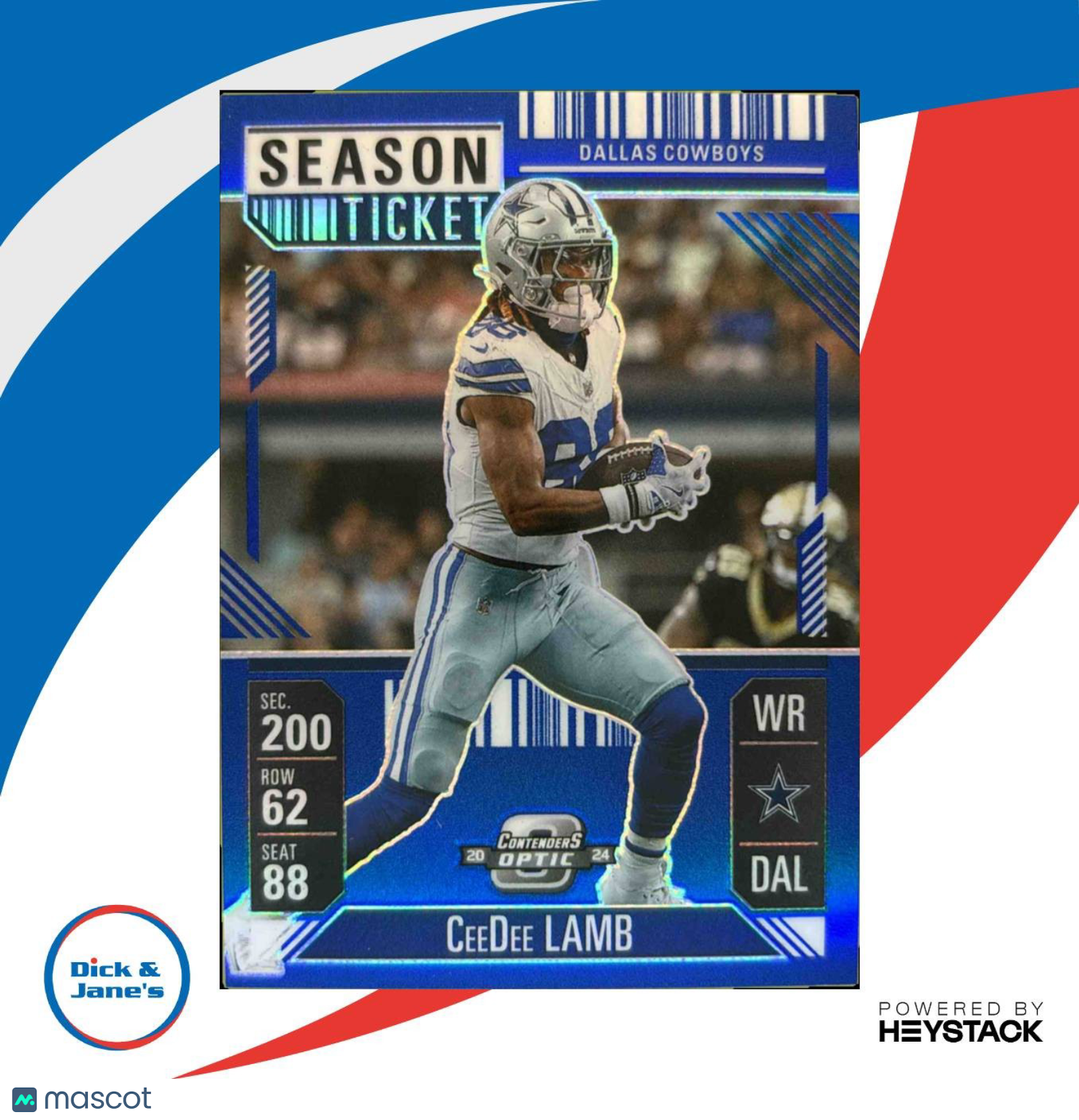 2024 Panini Contenders Optic CeeDee Lamb Season Ticket Blue Prizm 42/99 #15 - Sports Cards