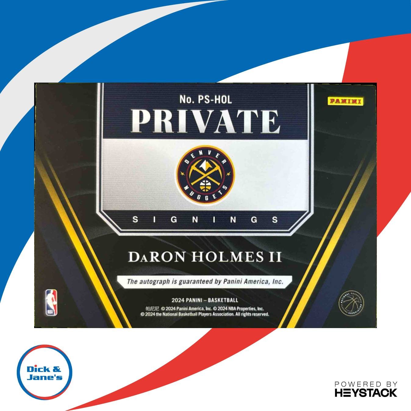 2024 Panini Daron Holmes II Private Signings #PS-HOL Denver Nuggets - Sports Cards
