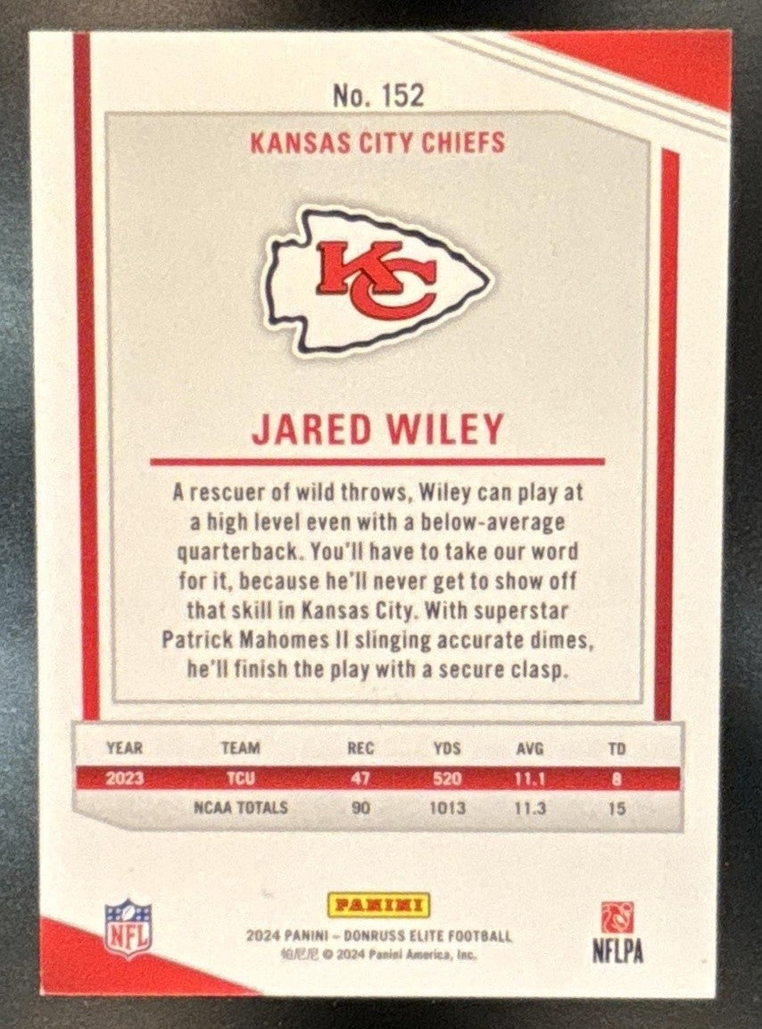 2024 Panini Donruss Elite Jared Wiley Razzle Dazzle #152 RC Kansas City Chiefs - Sports Cards