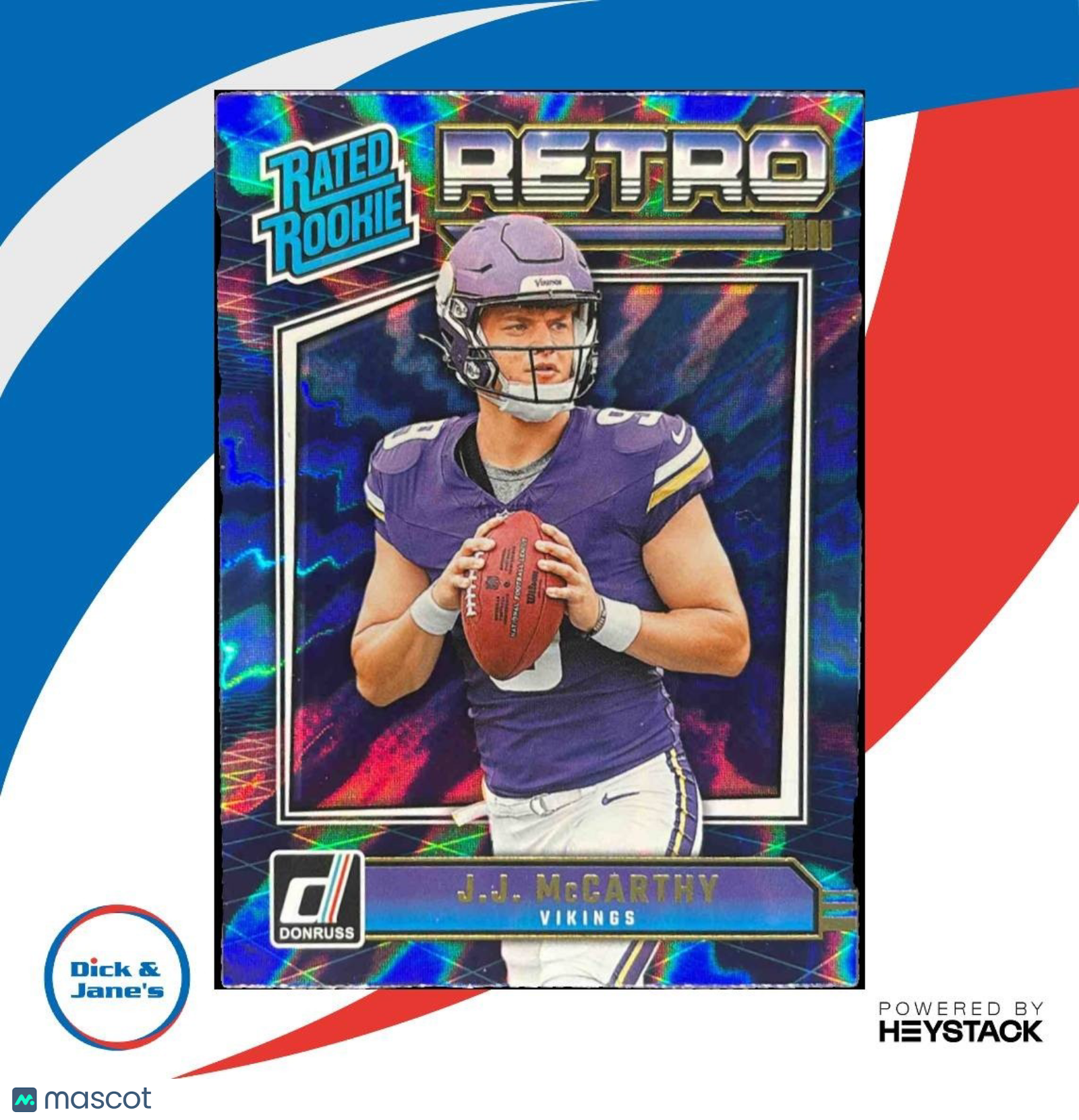 2024 Panini Donruss J.J. McCarthy Retro Rated Rookie #2 Minnesota Vikings - Sports Cards