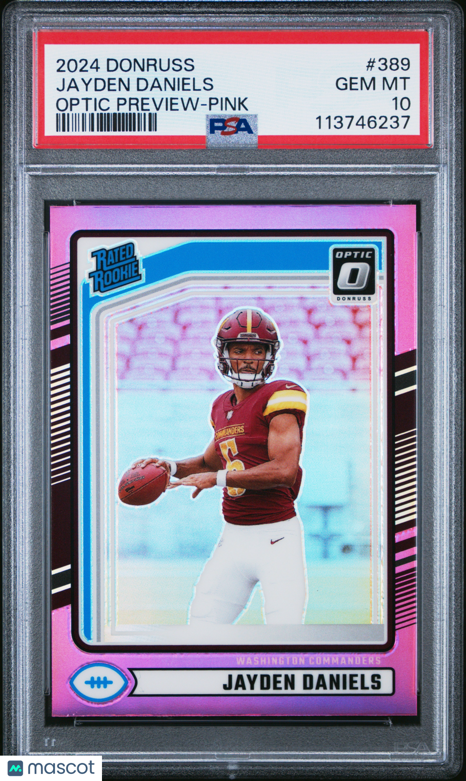 2024 Panini Donruss Jayden Daniels Optic Preview Pink #389 PSA 10 - Graded Sports Cards