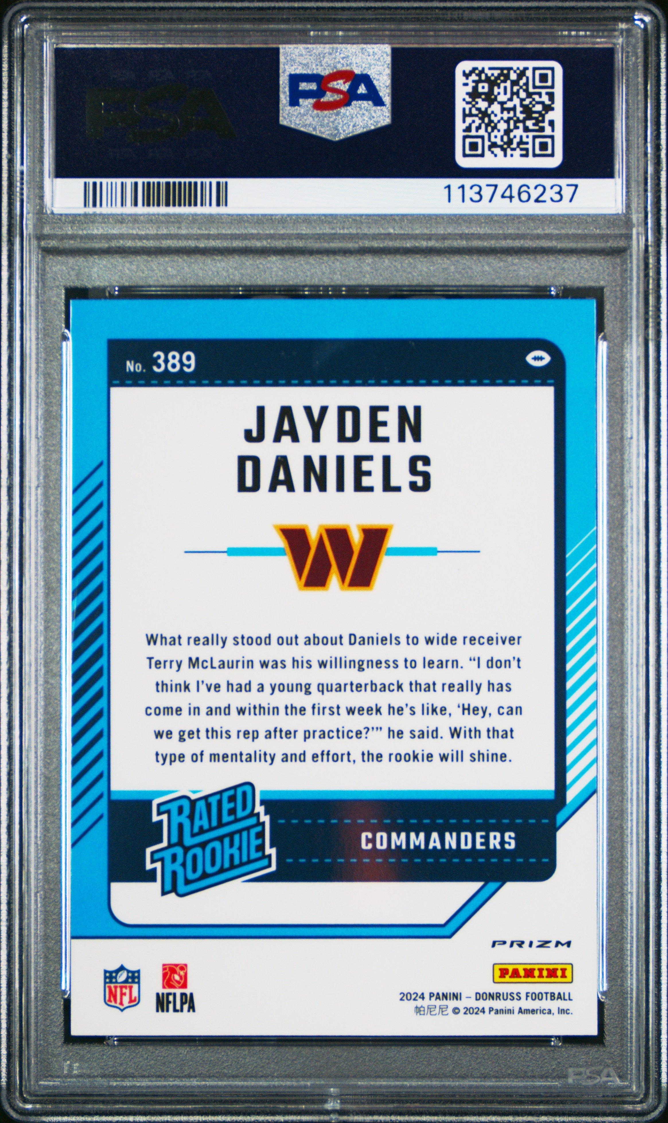 2024 Panini Donruss Jayden Daniels Optic Preview Pink #389 PSA 10 - Graded Sports Cards