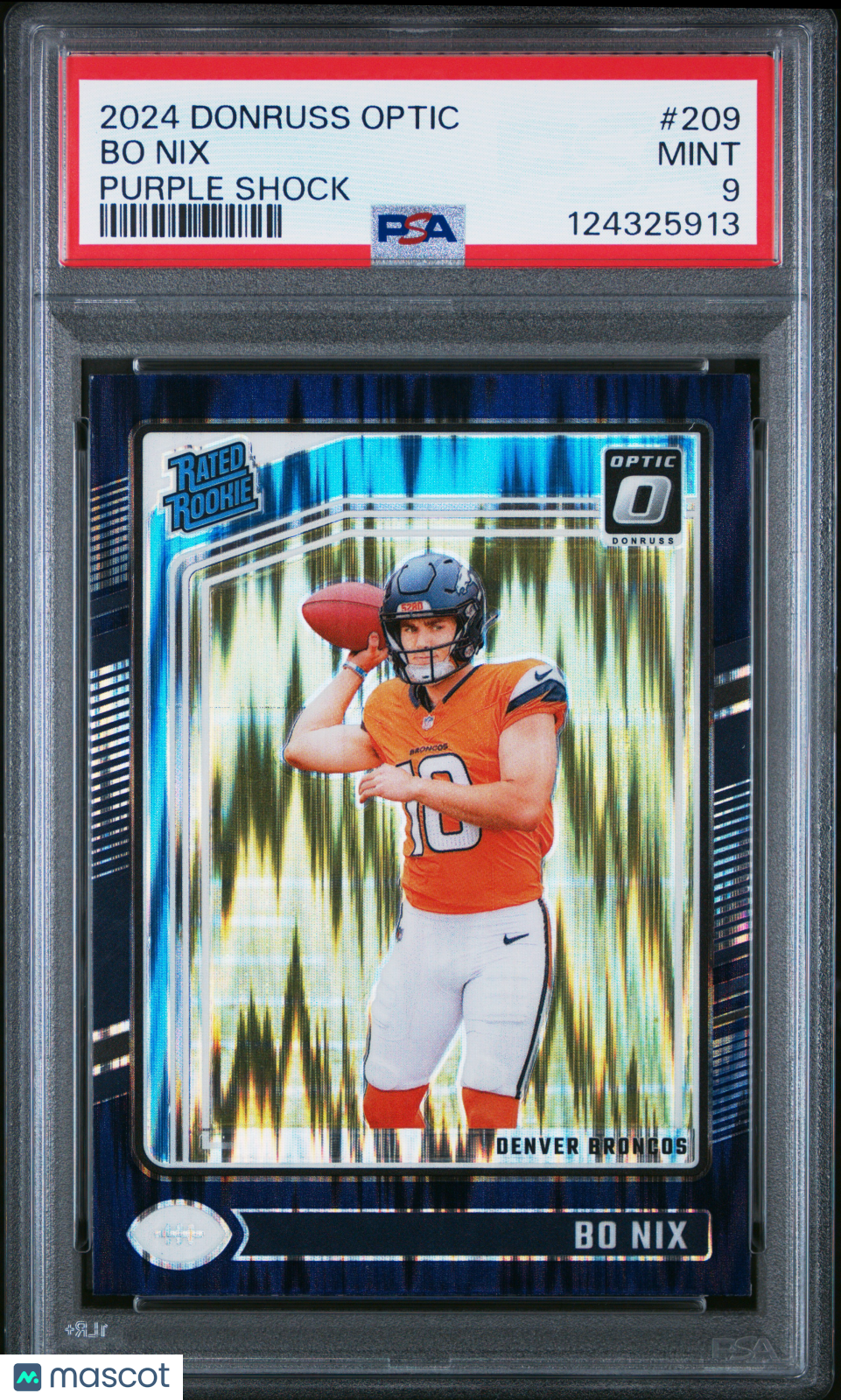 2024 Panini Donruss Optic Bo Nix Purple Shock Rookie #209 PSA 9 MINT Broncos - Graded Sports Cards
