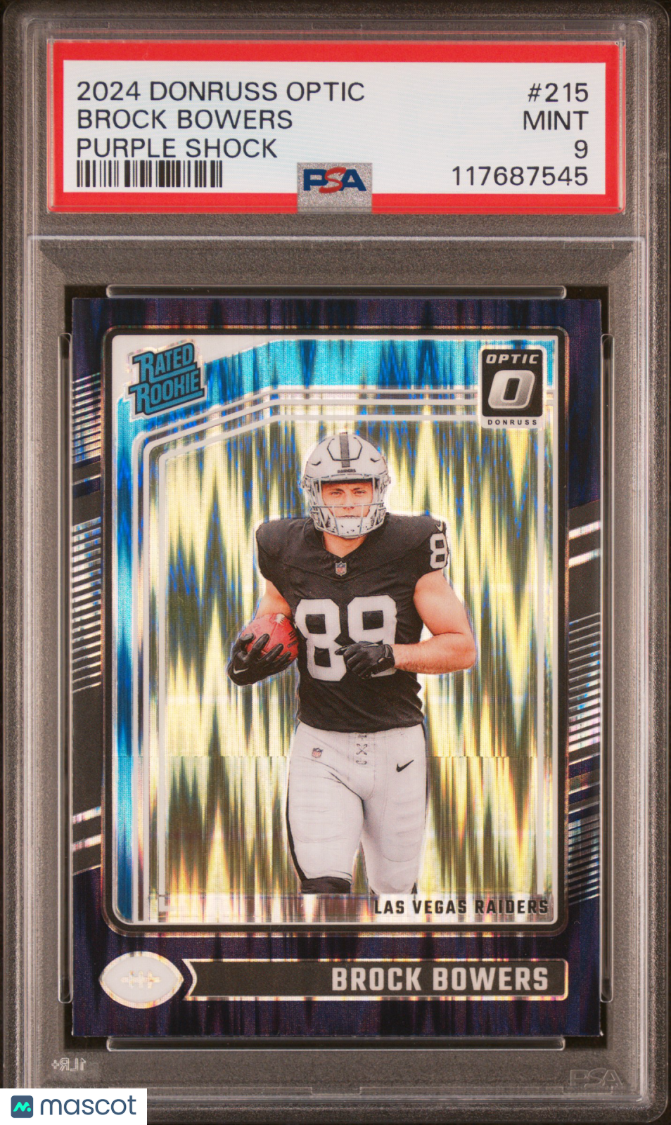 2024 Panini Donruss Optic Brock Bowers Purple Shock #215 PSA 9 - Graded Sports Cards