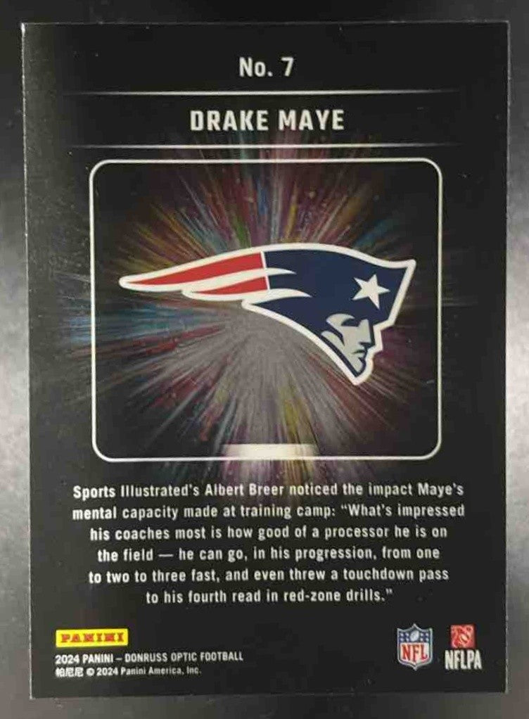 2024 Panini Donruss Optic Drake Maye Light It Up #7 RC New England Patriots - Sports Cards