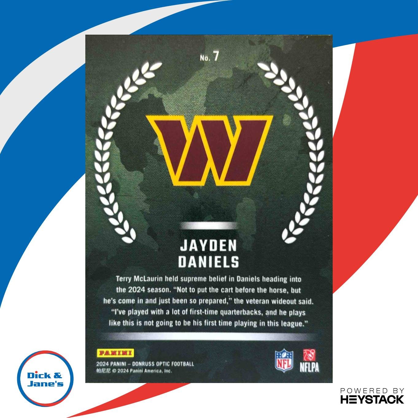 2024 Panini Donruss Optic Jayden Daniels Rookie Recruits #7 RC Commanders - Sports Cards
