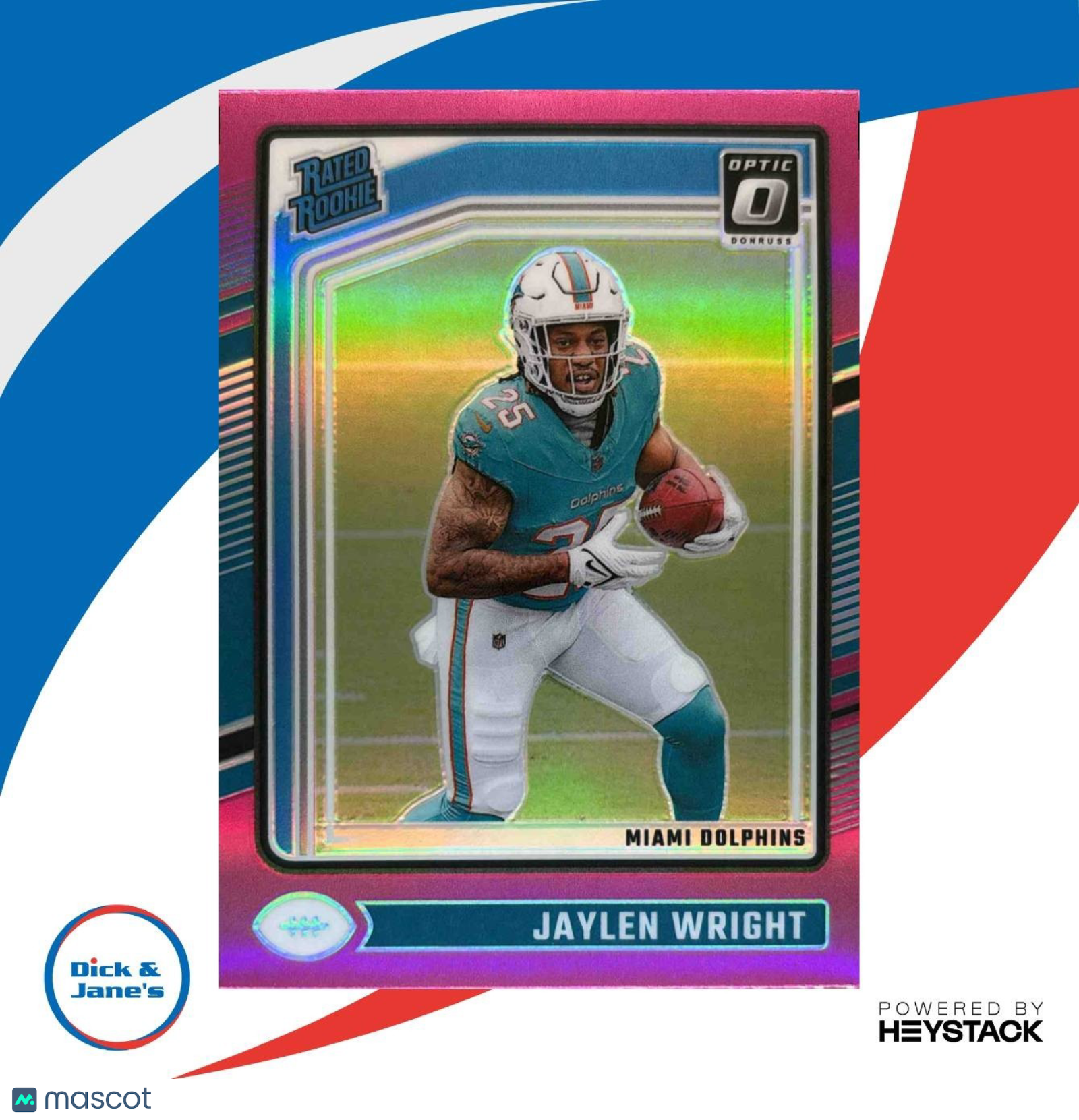 2024 Panini Donruss Optic Jaylen Wright Pink #249 Rated Rookie Miami Dolphins - Sports Cards