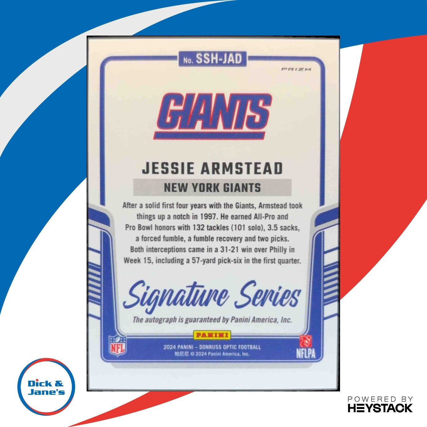 2024 Panini Donruss Optic Jessie Armstead Signature Series Holo #SSH-JAD Auto - Sports Cards