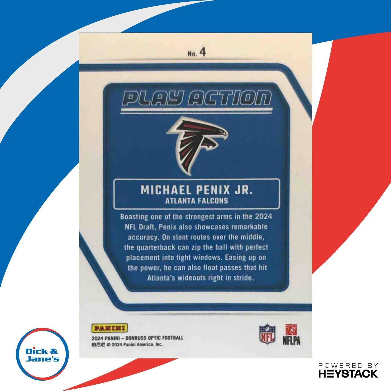 2024 Panini Donruss Optic Michael Penix Jr. Play Action #4 RC Atlanta Falcons - Sports Cards